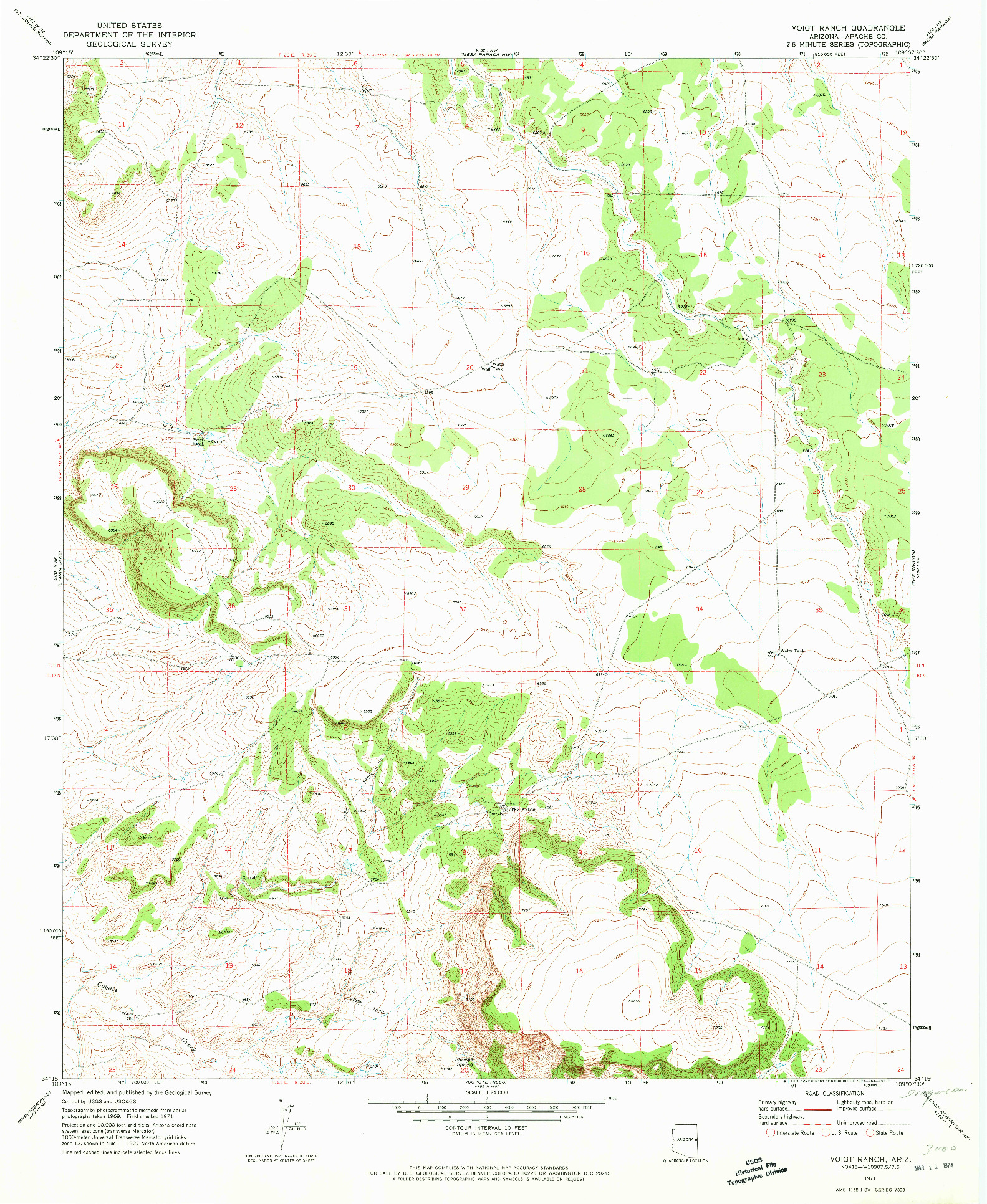 USGS 1:24000-SCALE QUADRANGLE FOR VOIGT RANCH, AZ 1971