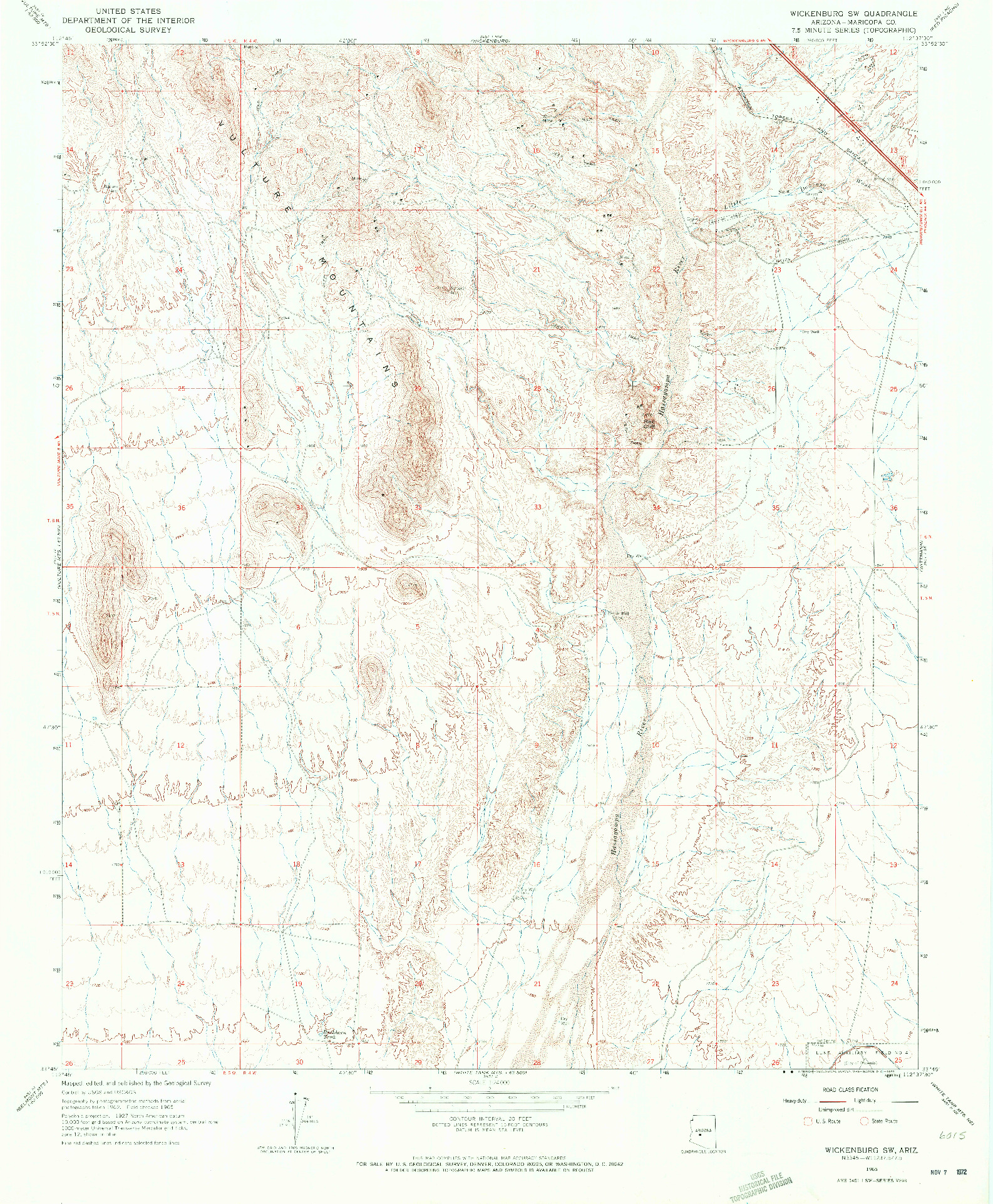 USGS 1:24000-SCALE QUADRANGLE FOR WICKENBURG SW, AZ 1965
