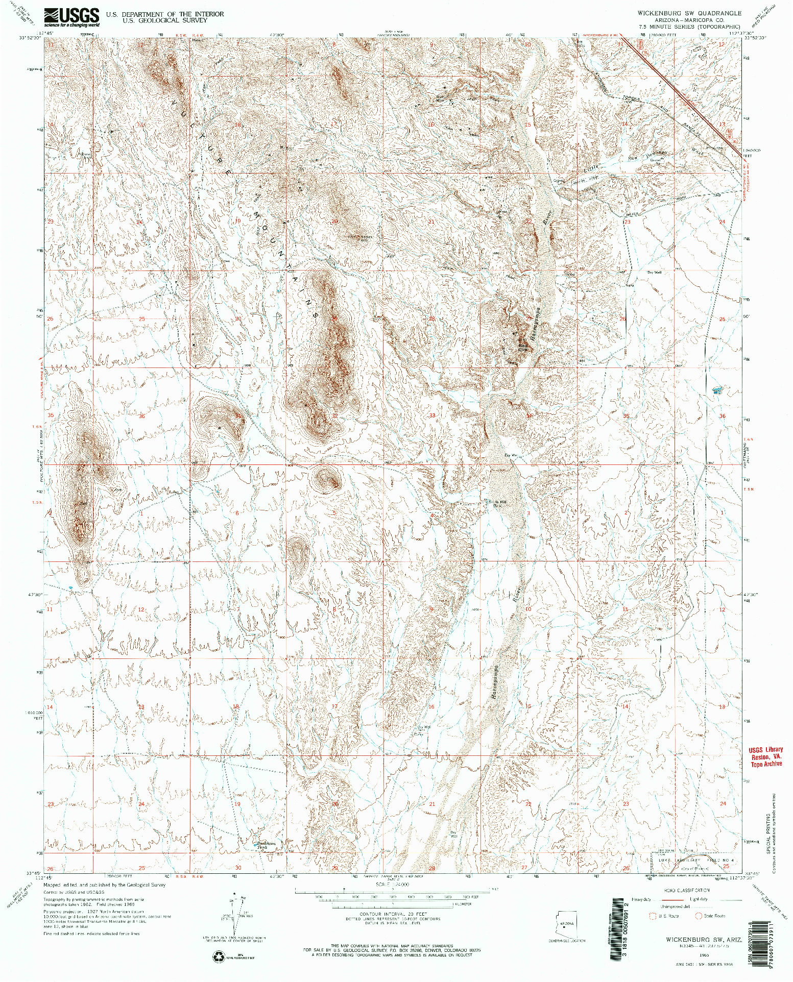 USGS 1:24000-SCALE QUADRANGLE FOR WICKENBURG SW, AZ 1965