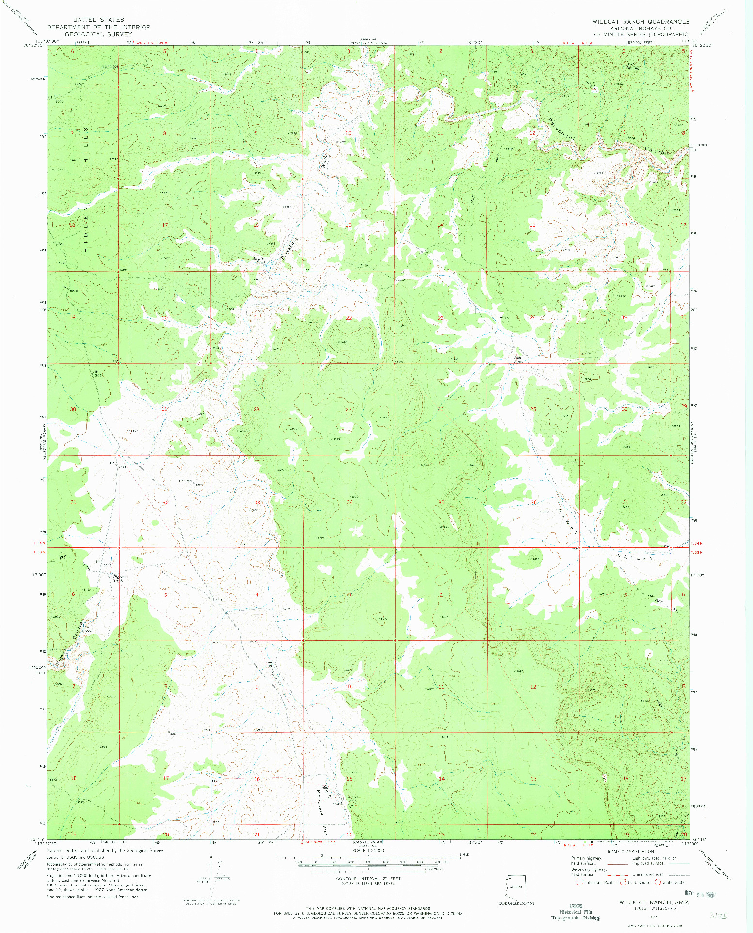 USGS 1:24000-SCALE QUADRANGLE FOR WILDCAT RANCH, AZ 1971