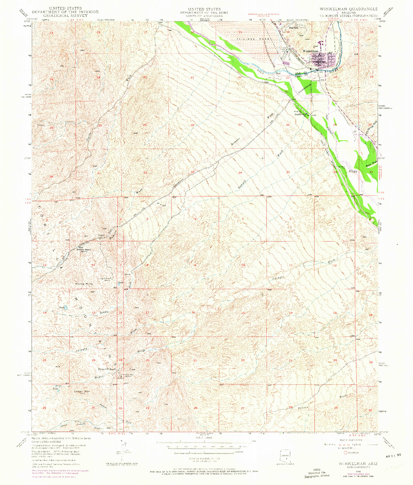 USGS 1:24000-SCALE QUADRANGLE FOR WINKELMAN, AZ 1949