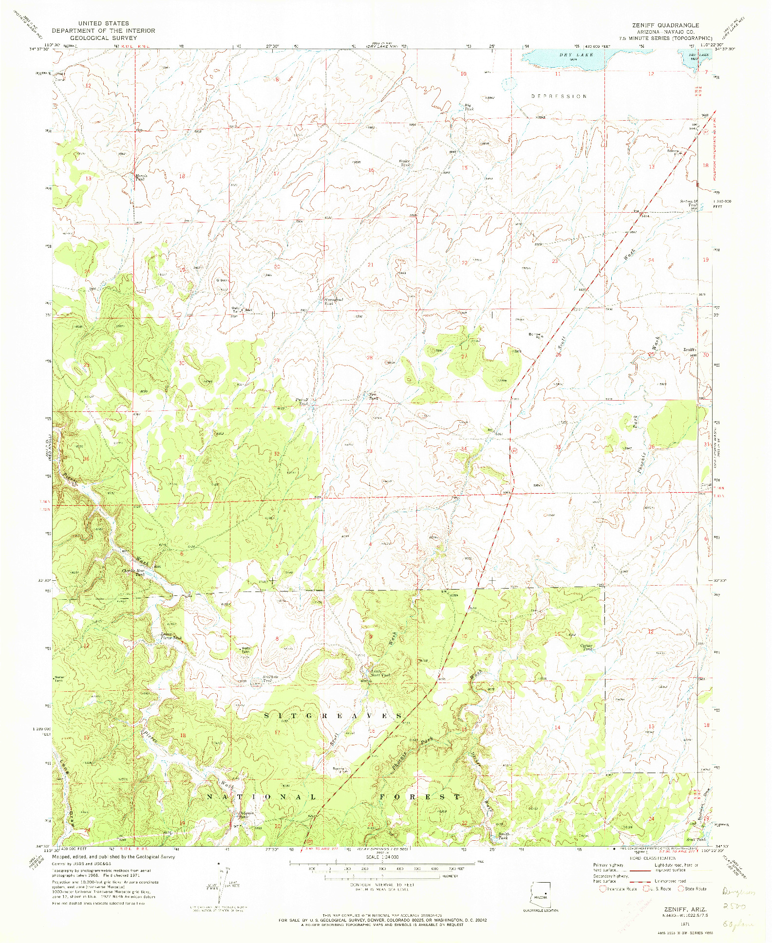 USGS 1:24000-SCALE QUADRANGLE FOR ZENIFF, AZ 1971