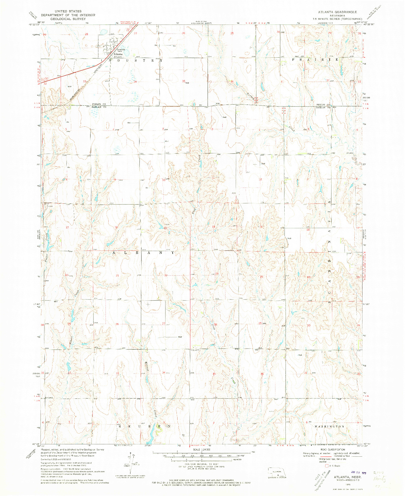 USGS 1:24000-SCALE QUADRANGLE FOR ATLANTA, NE 1970