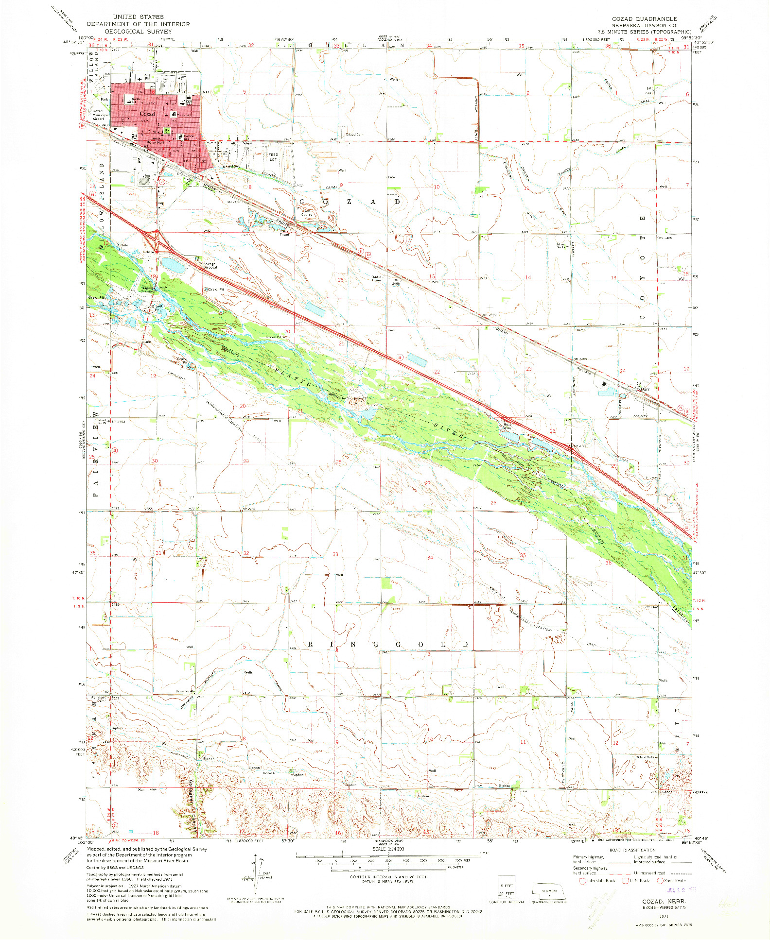 USGS 1:24000-SCALE QUADRANGLE FOR COZAD, NE 1971