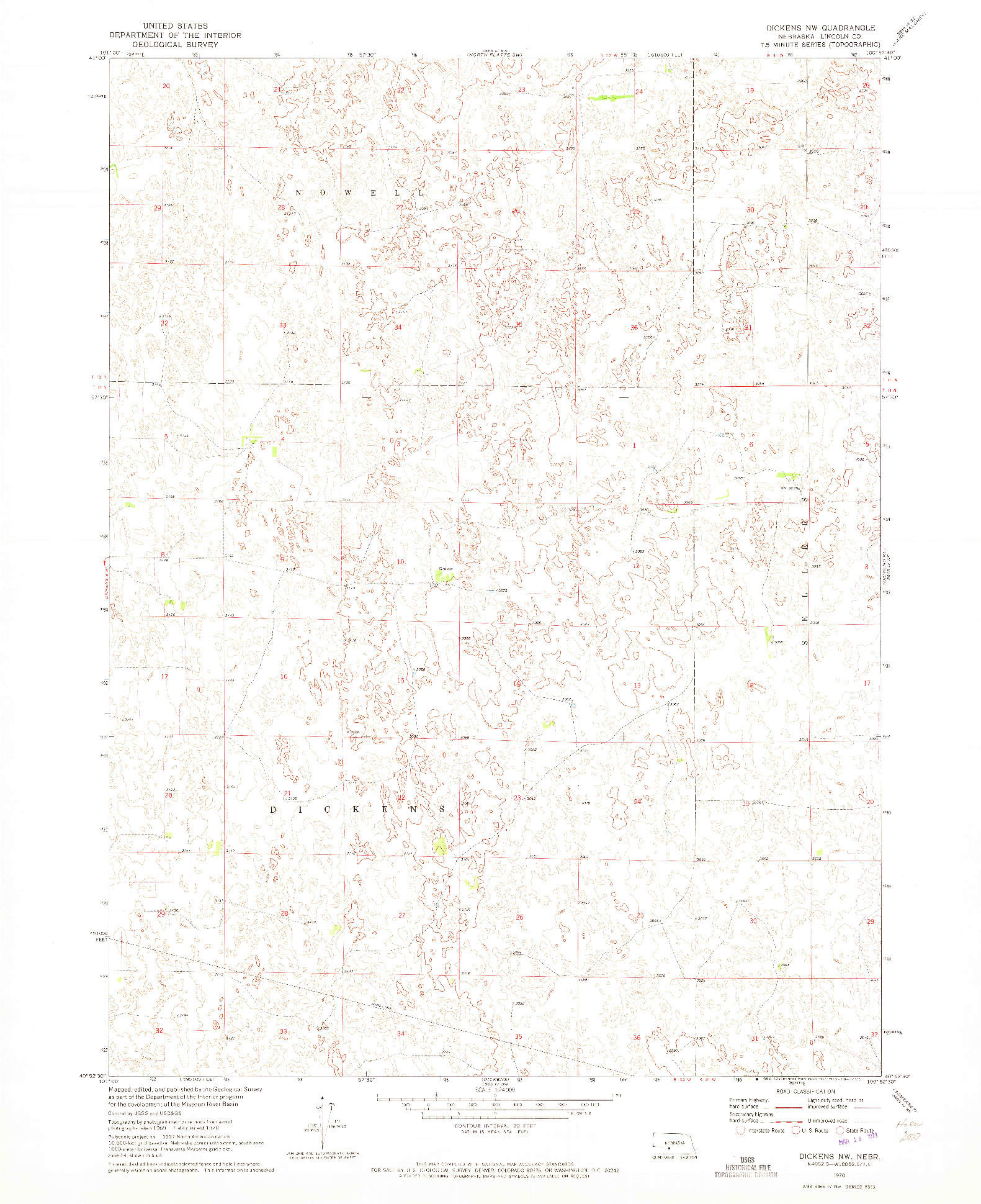 USGS 1:24000-SCALE QUADRANGLE FOR DICKENS NW, NE 1970