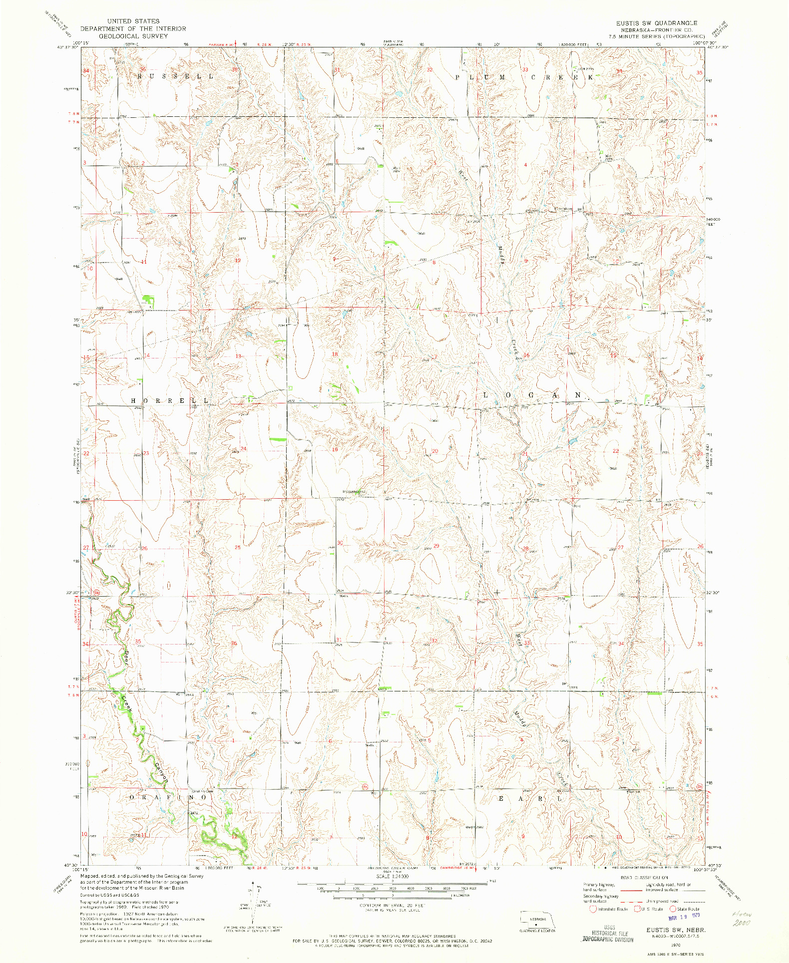 USGS 1:24000-SCALE QUADRANGLE FOR EUSTIS SW, NE 1970