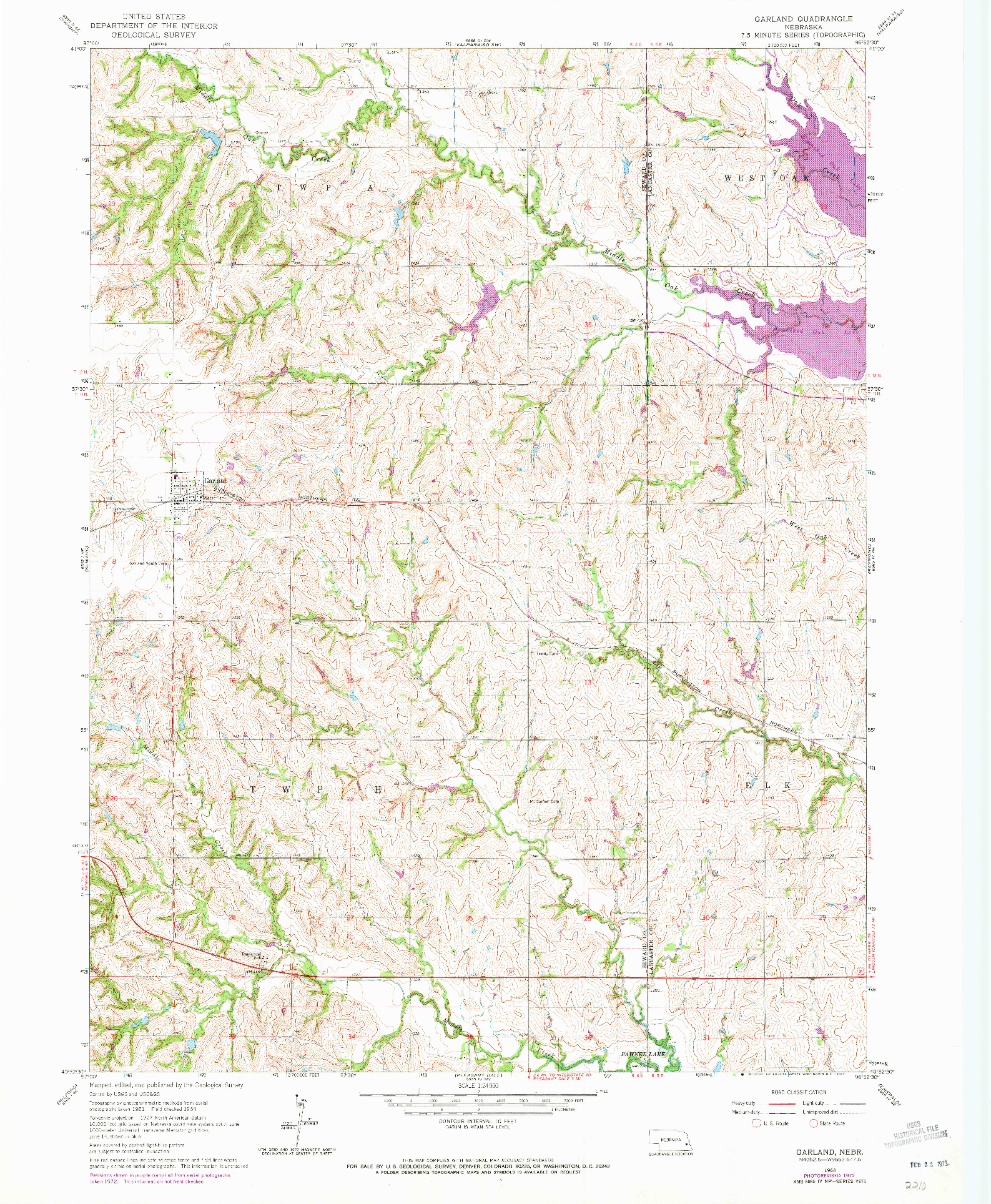 USGS 1:24000-SCALE QUADRANGLE FOR GARLAND, NE 1964