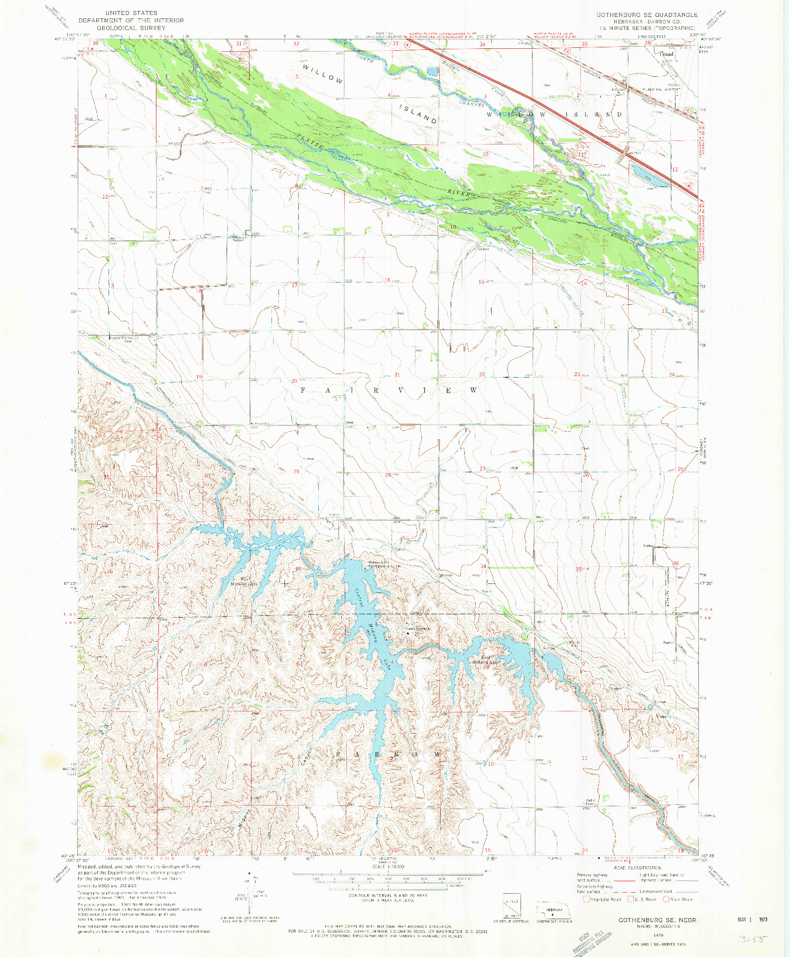 USGS 1:24000-SCALE QUADRANGLE FOR GOTHENBURG SE, NE 1970