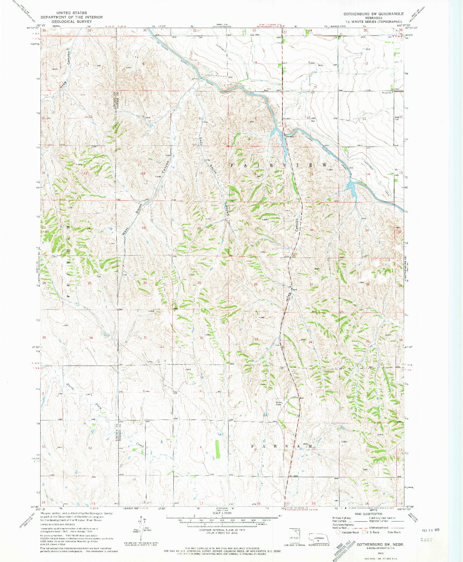 USGS 1:24000-SCALE QUADRANGLE FOR GOTHENBURG SW, NE 1970