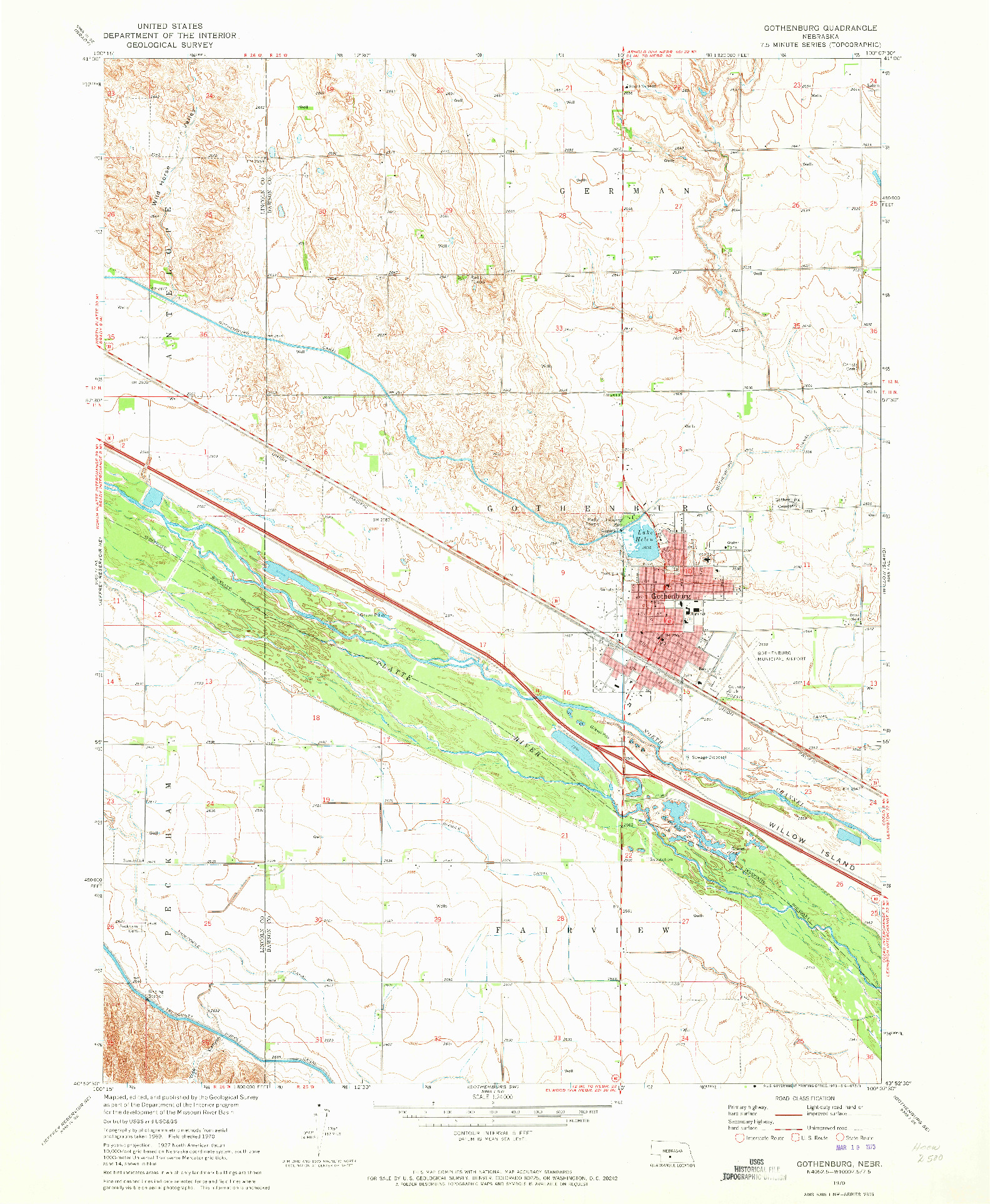 USGS 1:24000-SCALE QUADRANGLE FOR GOTHENBURG, NE 1970