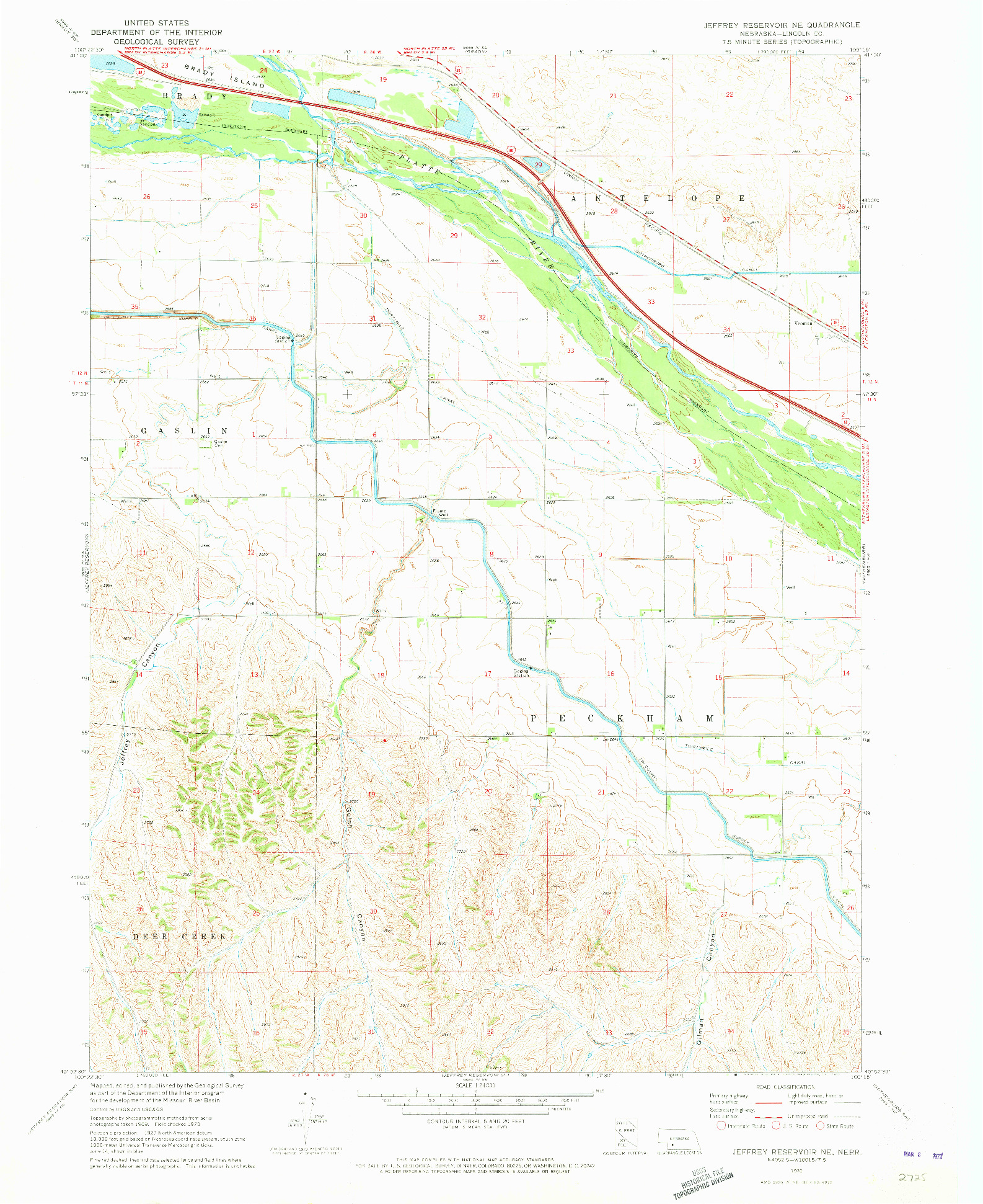 USGS 1:24000-SCALE QUADRANGLE FOR JEFFREY RESERVOIR NE, NE 1970