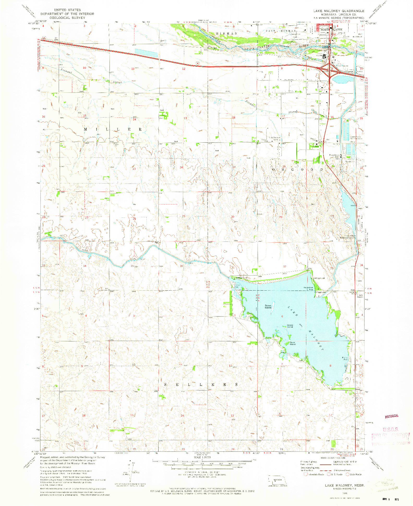 USGS 1:24000-SCALE QUADRANGLE FOR LAKE MALONEY, NE 1970