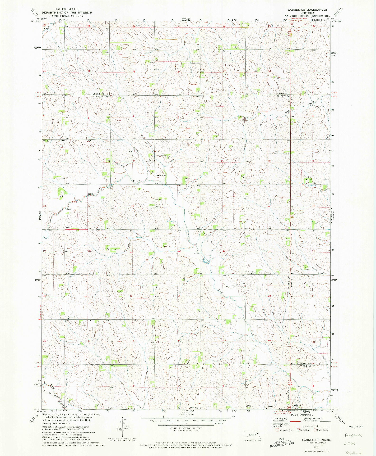 USGS 1:24000-SCALE QUADRANGLE FOR LAUREL SE, NE 1971