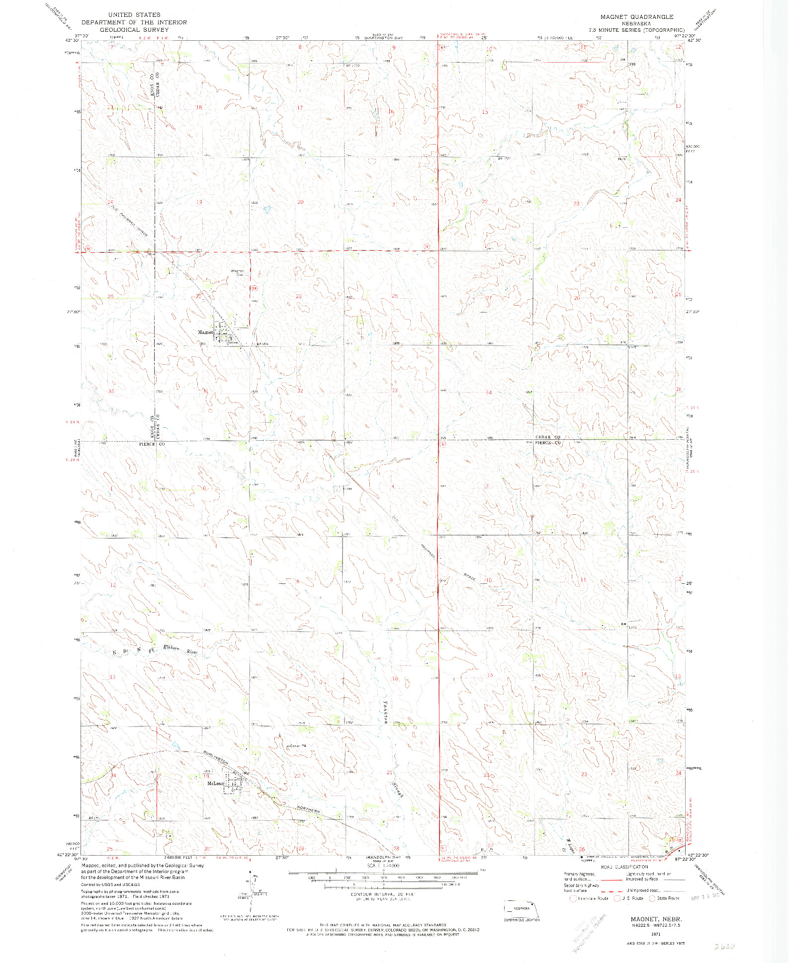 USGS 1:24000-SCALE QUADRANGLE FOR MAGNET, NE 1971