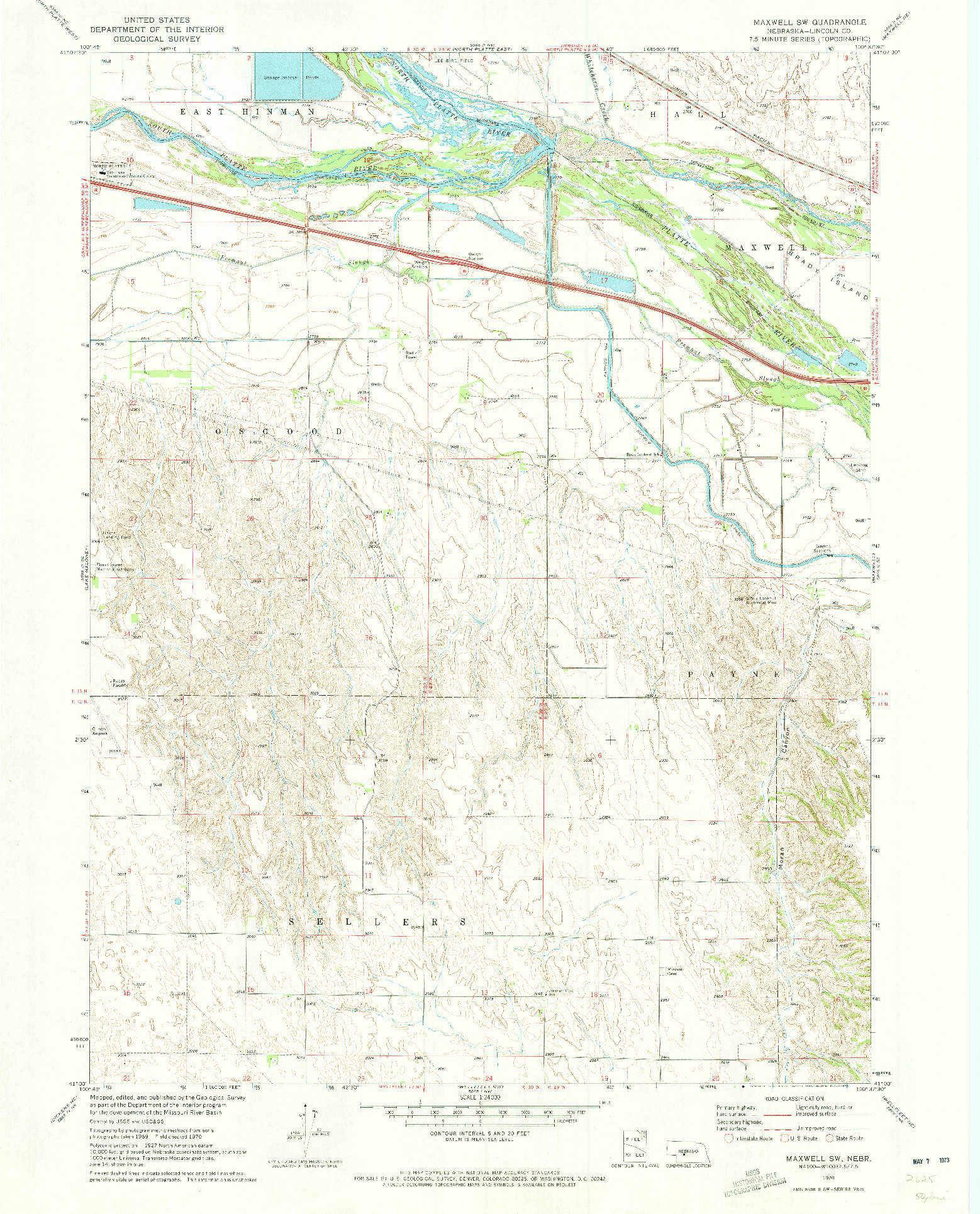 USGS 1:24000-SCALE QUADRANGLE FOR MAXWELL SW, NE 1970