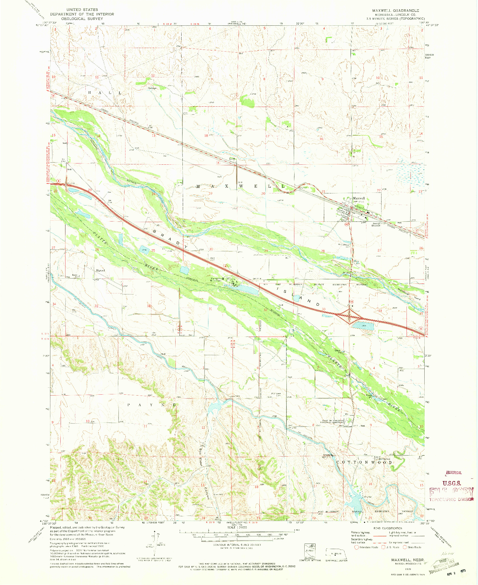 USGS 1:24000-SCALE QUADRANGLE FOR MAXWELL, NE 1970