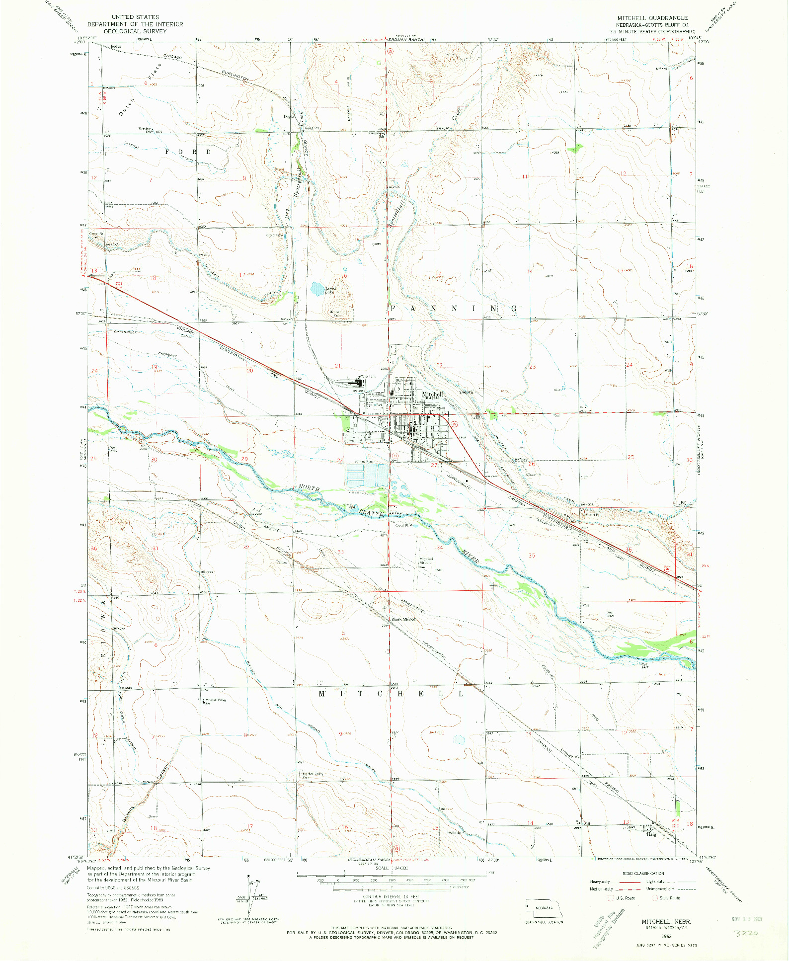 USGS 1:24000-SCALE QUADRANGLE FOR MITCHELL, NE 1963