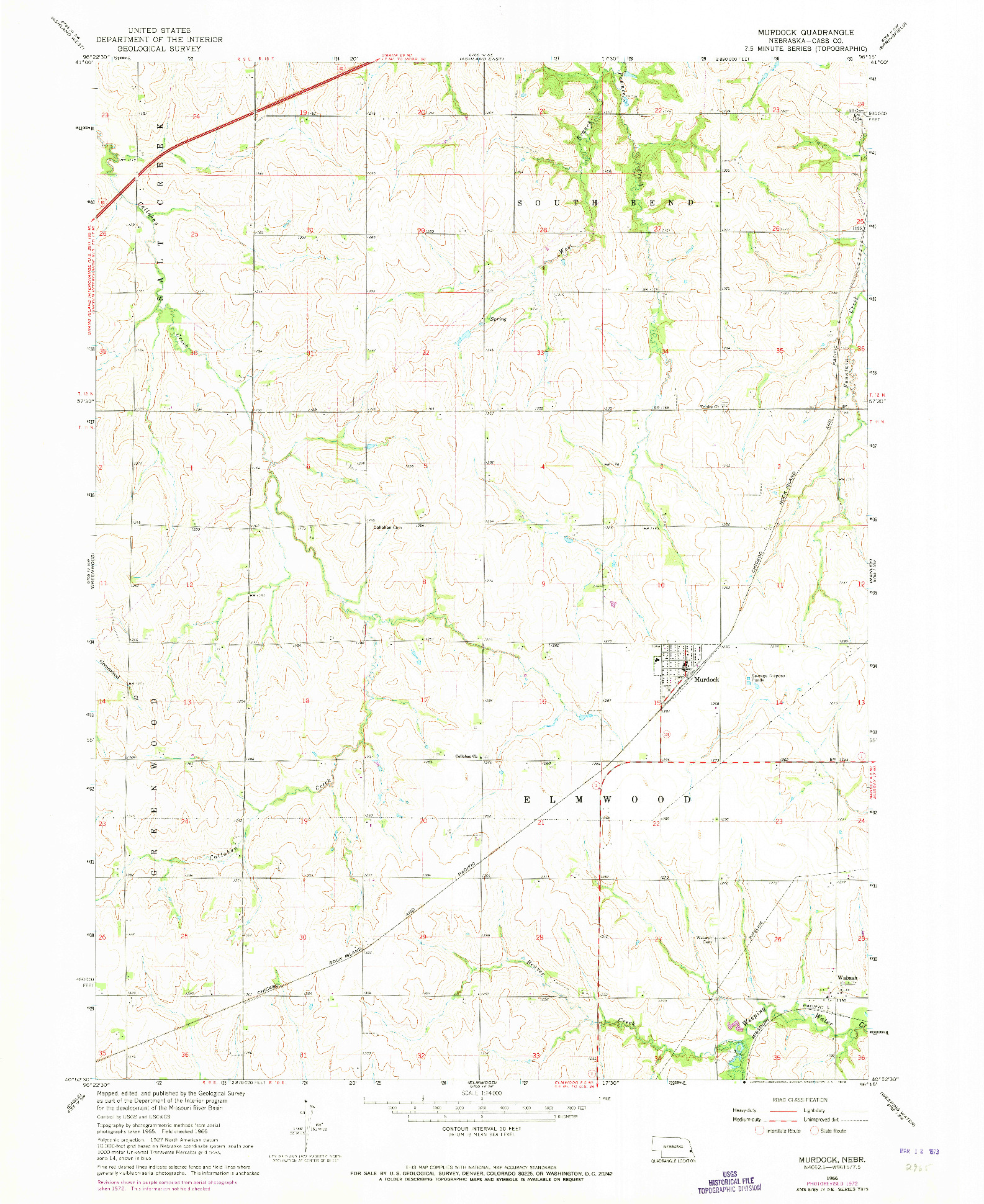 USGS 1:24000-SCALE QUADRANGLE FOR MURDOCK, NE 1966