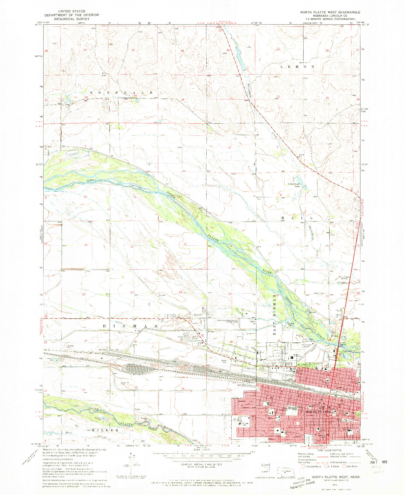USGS 1:24000-SCALE QUADRANGLE FOR NORTH PLATTE WEST, NE 1970
