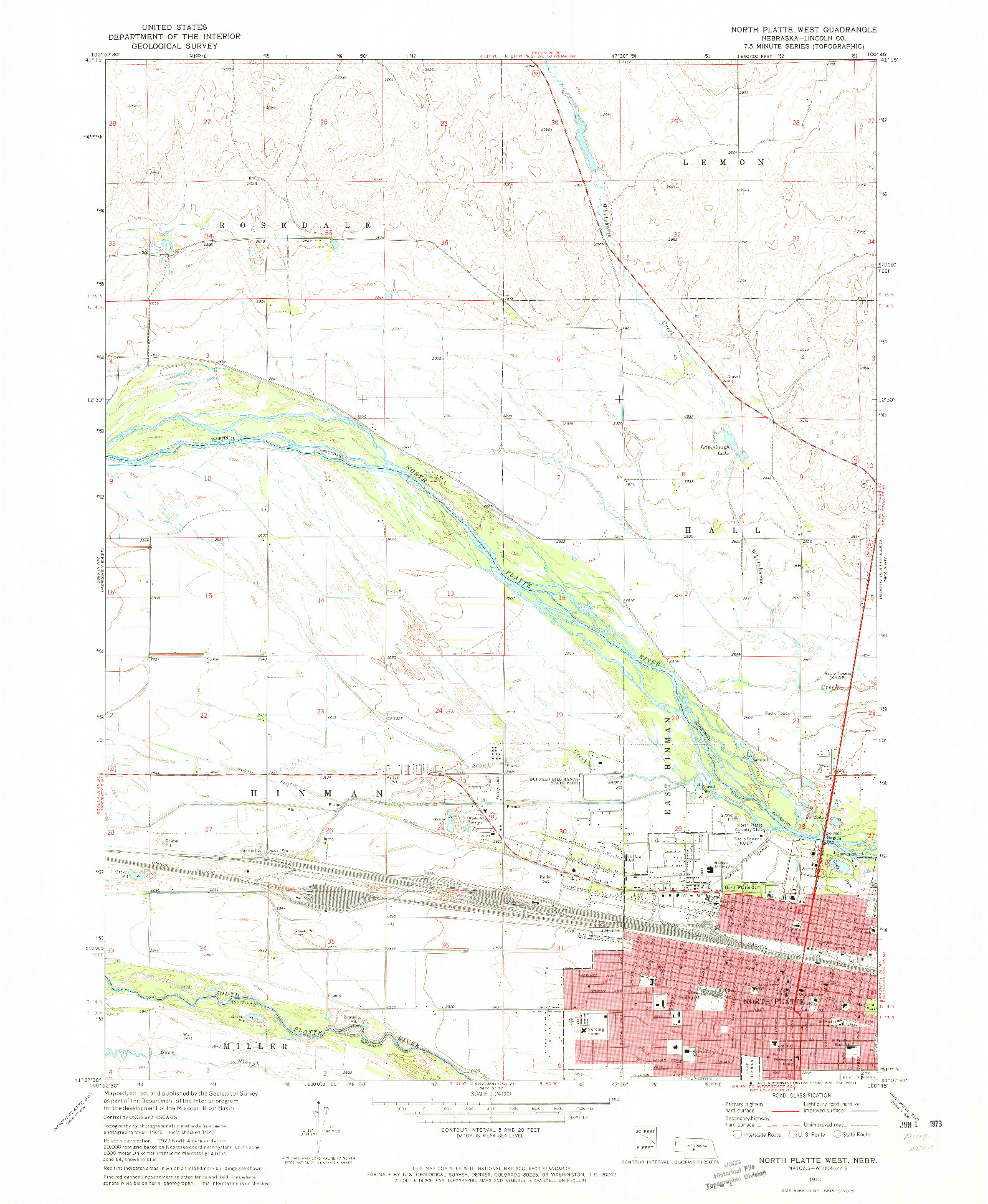 USGS 1:24000-SCALE QUADRANGLE FOR NORTH PLATTE WEST, NE 1970