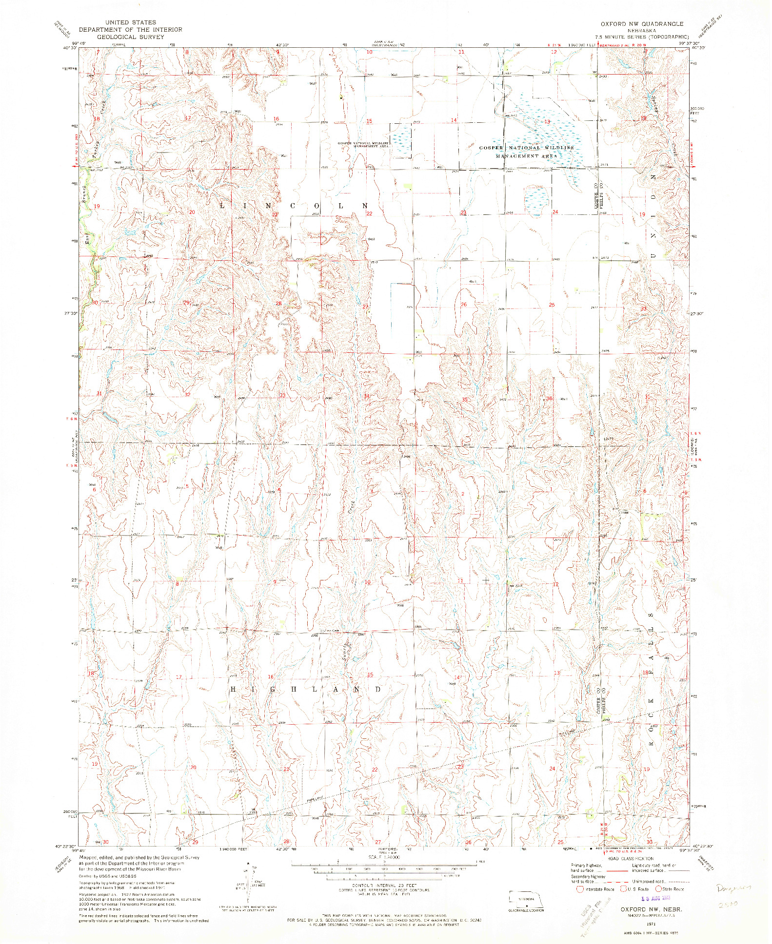 USGS 1:24000-SCALE QUADRANGLE FOR OXFORD NW, NE 1971