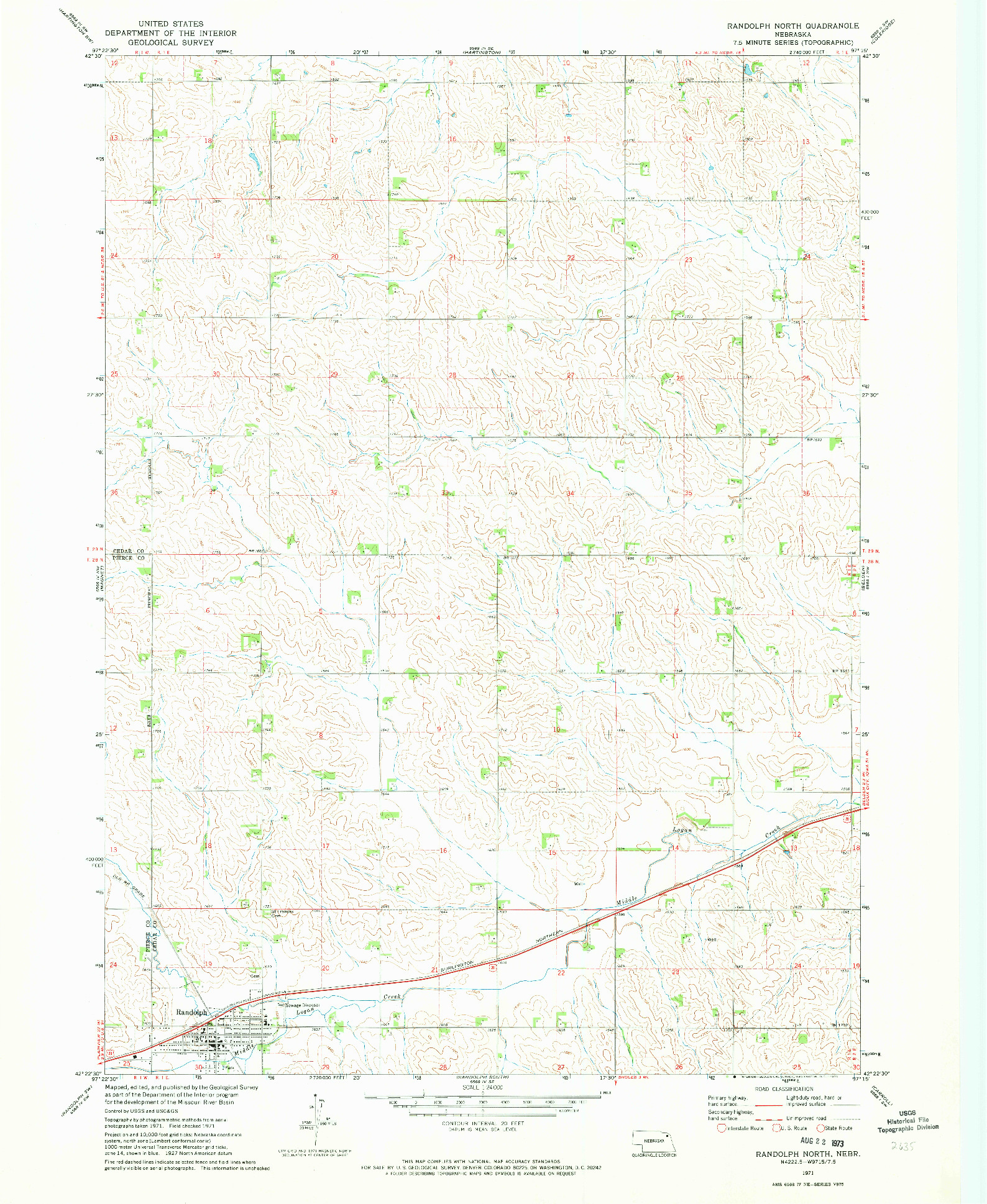 USGS 1:24000-SCALE QUADRANGLE FOR RANDOLPH NORTH, NE 1971