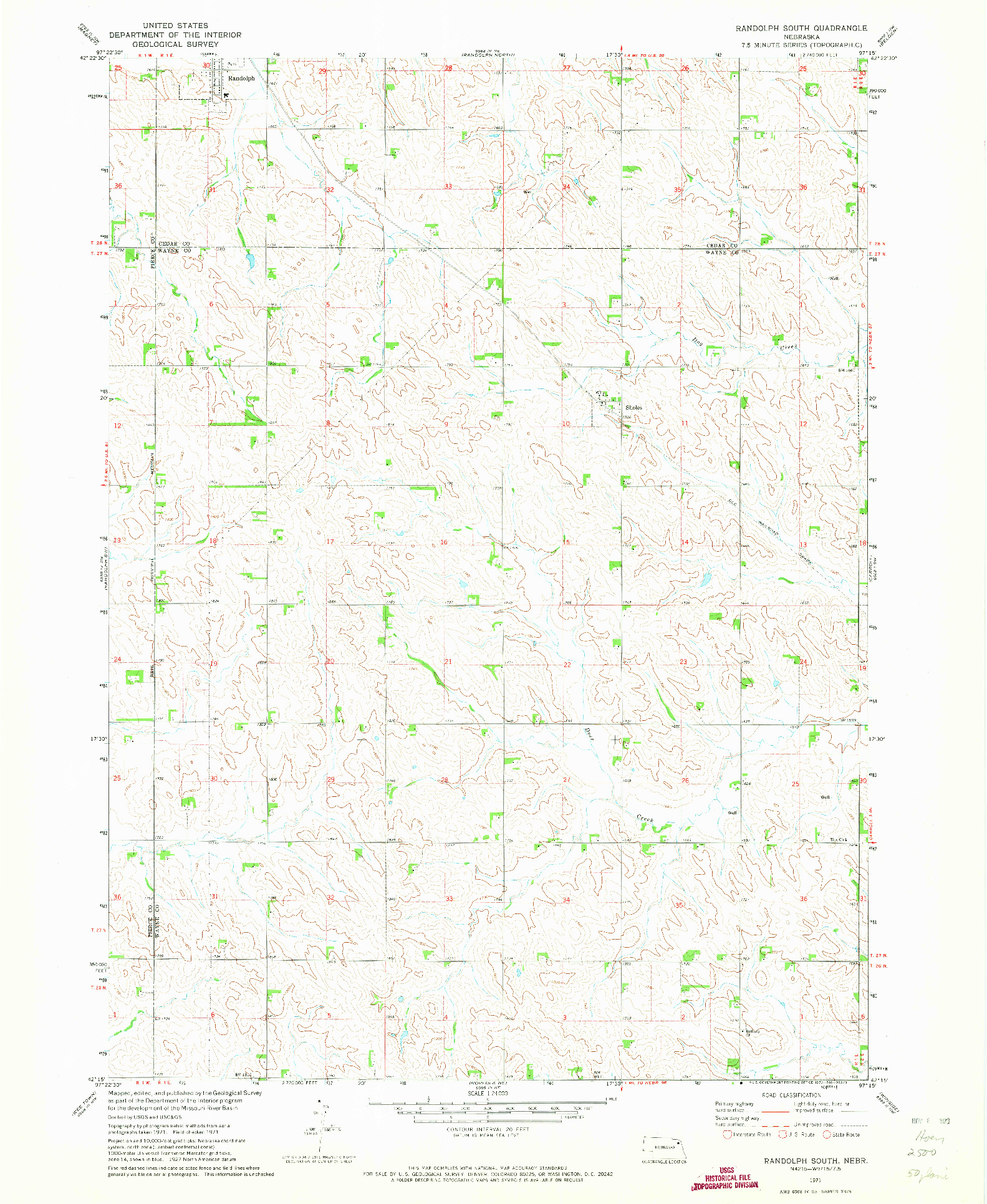 USGS 1:24000-SCALE QUADRANGLE FOR RANDOLPH SOUTH, NE 1971