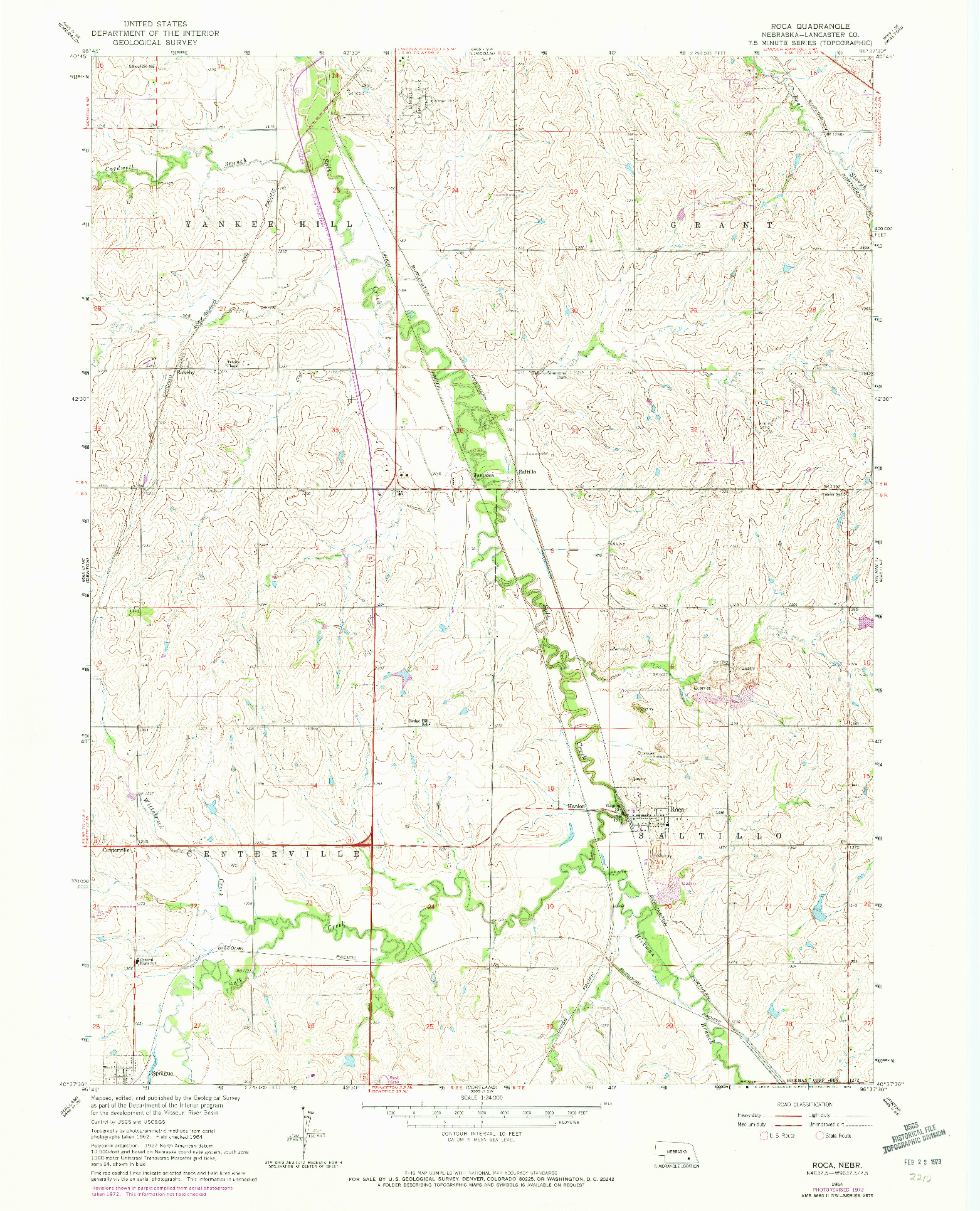 USGS 1:24000-SCALE QUADRANGLE FOR ROCA, NE 1964