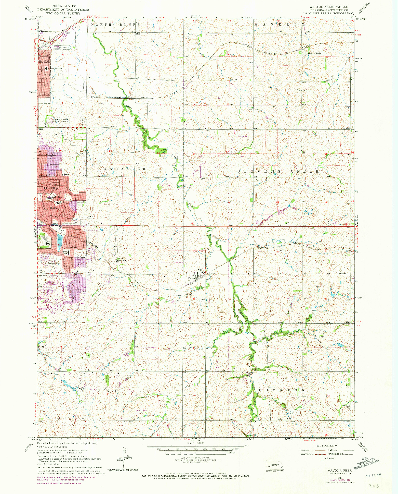USGS 1:24000-SCALE QUADRANGLE FOR WALTON, NE 1964