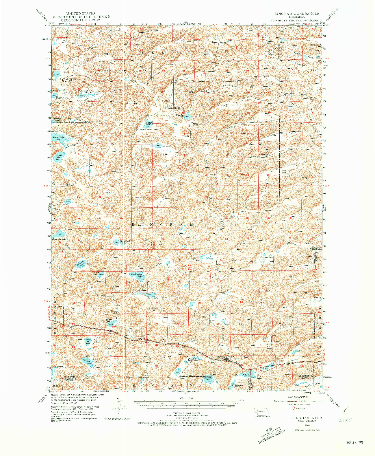 USGS 1:62500-SCALE QUADRANGLE FOR BINGHAM, NE 1948