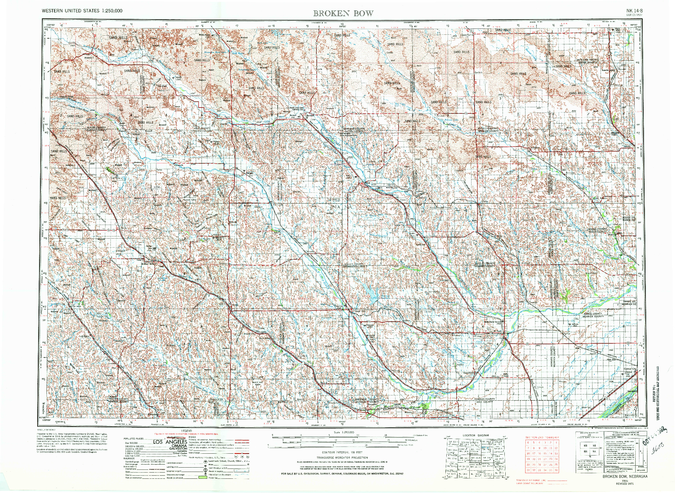 USGS 1:250000-SCALE QUADRANGLE FOR BROKEN BOW, NE 1955