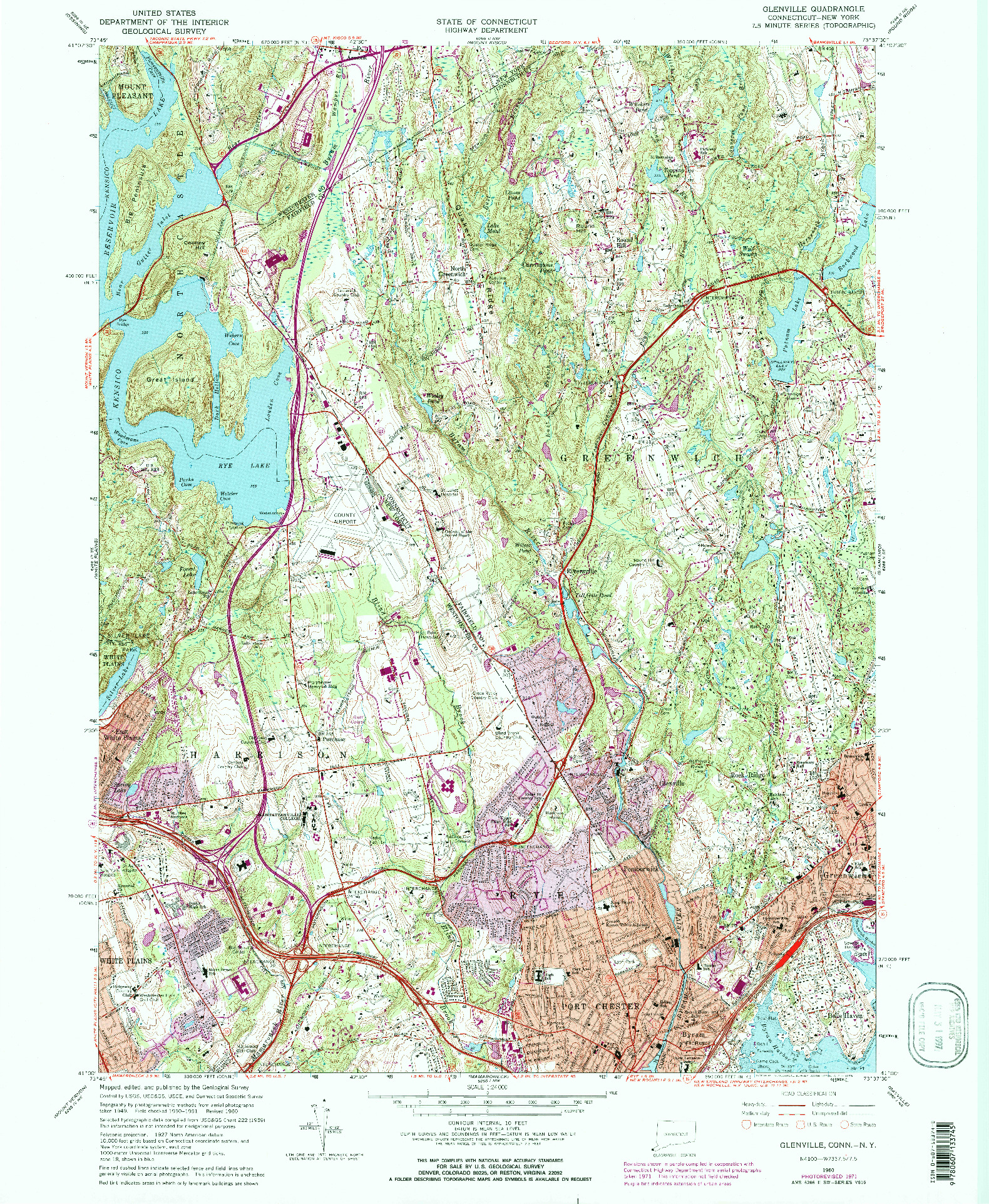 USGS 1:24000-SCALE QUADRANGLE FOR GLENVILLE, CT 1960