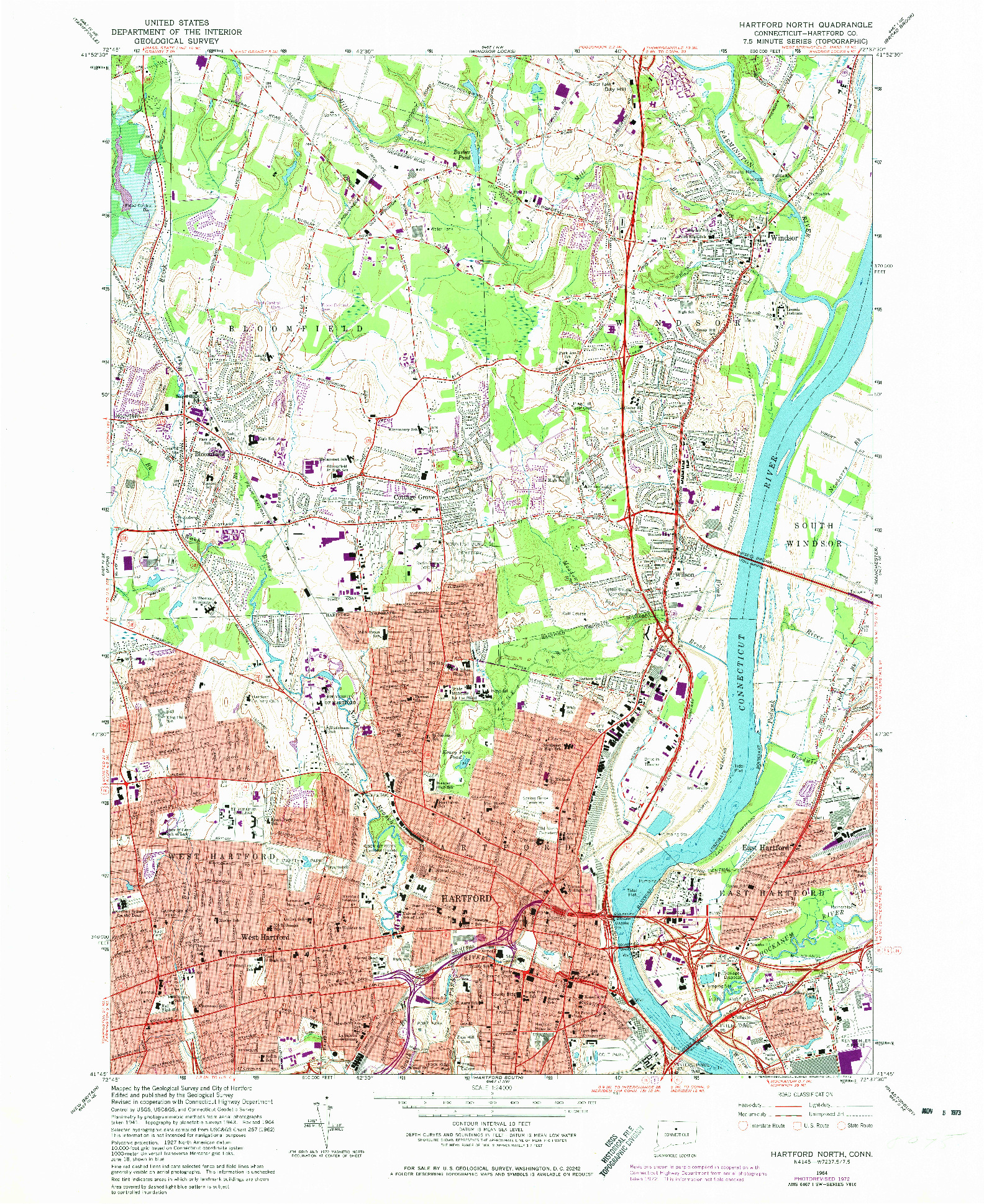 USGS 1:24000-SCALE QUADRANGLE FOR HARTFORD NORTH, CT 1964