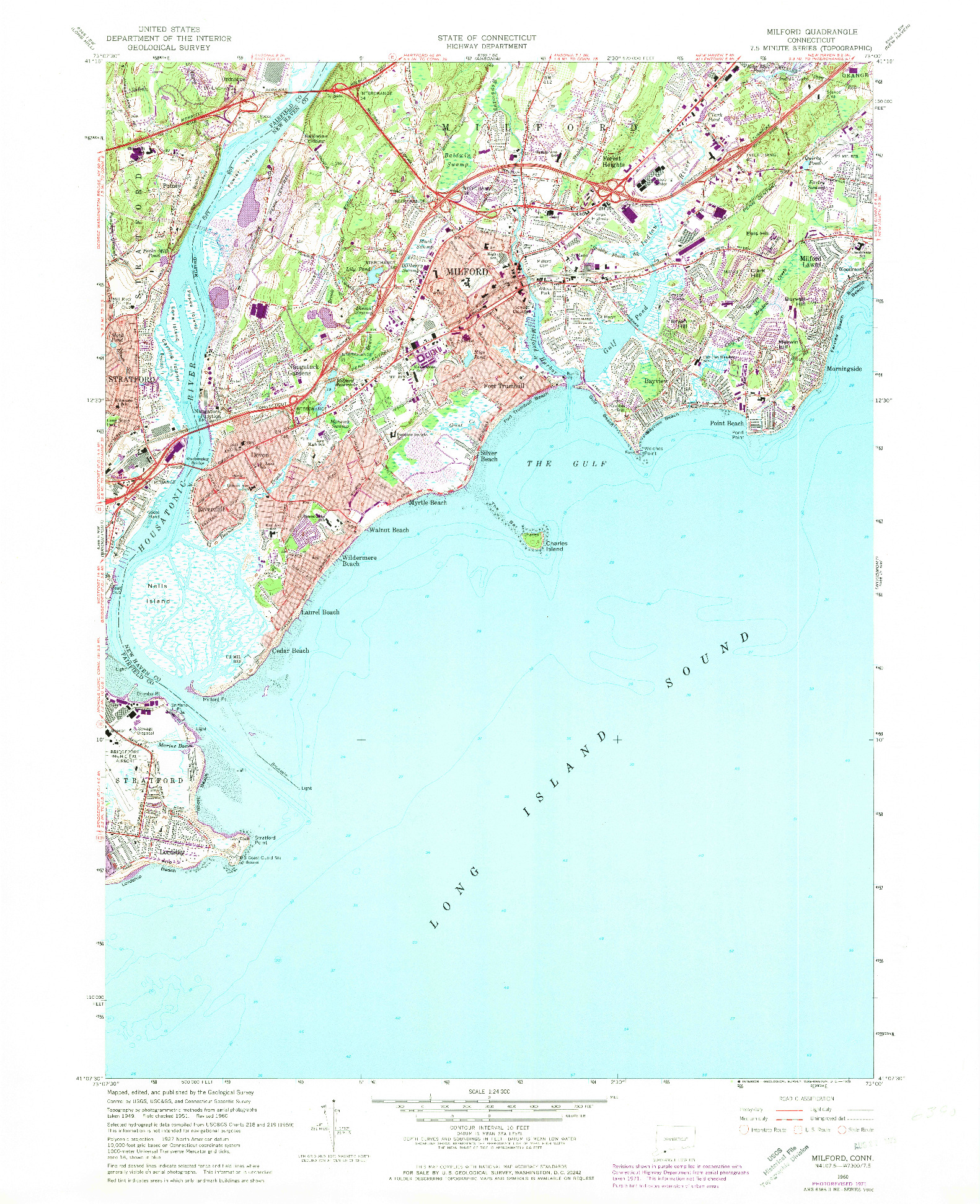 USGS 1:24000-SCALE QUADRANGLE FOR MILFORD, CT 1960