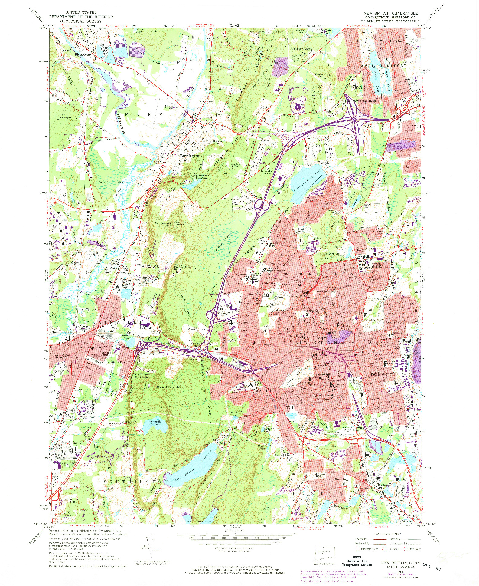 USGS 1:24000-SCALE QUADRANGLE FOR NEW BRITAIN, CT 1966