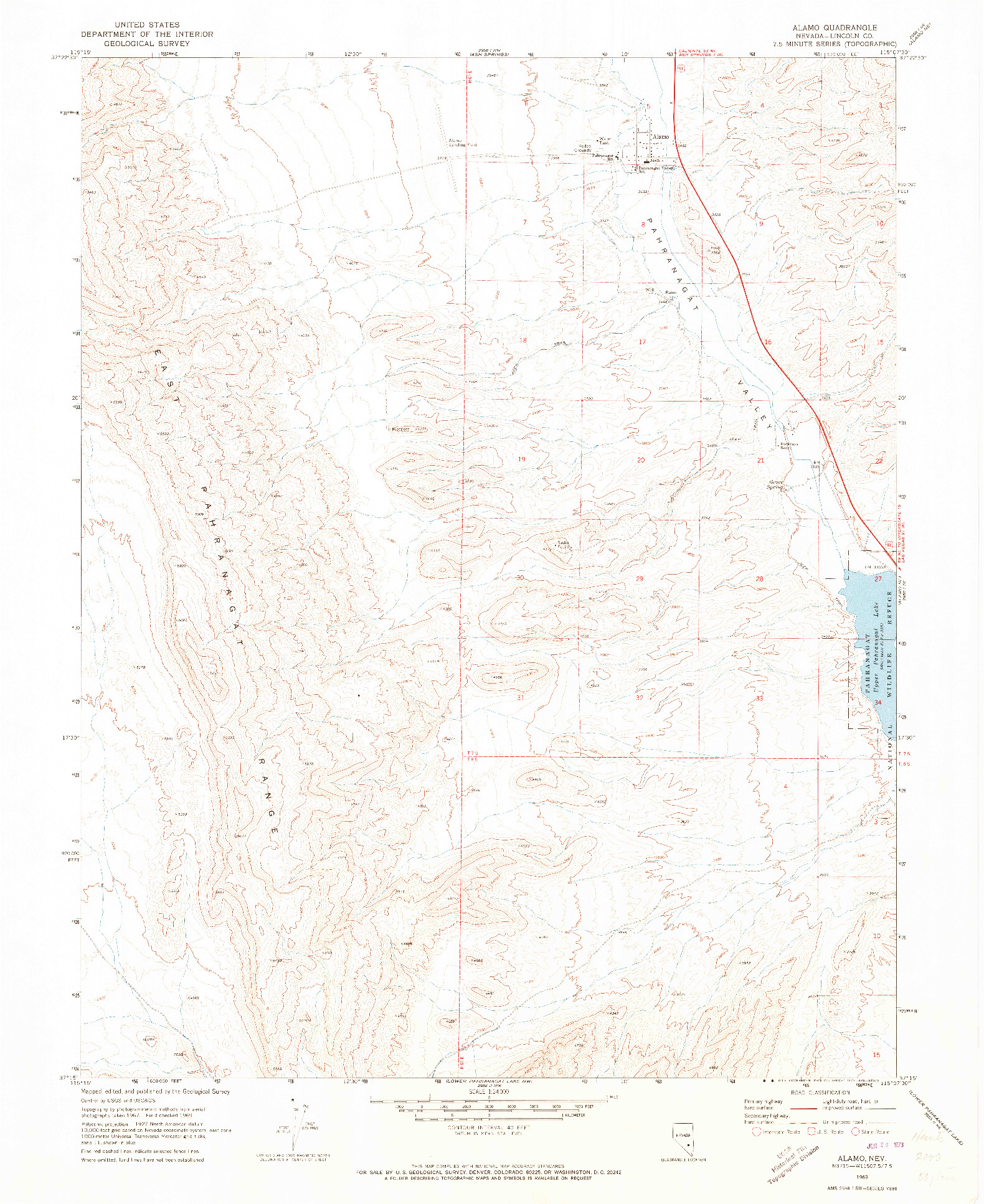 USGS 1:24000-SCALE QUADRANGLE FOR ALAMO, NV 1969