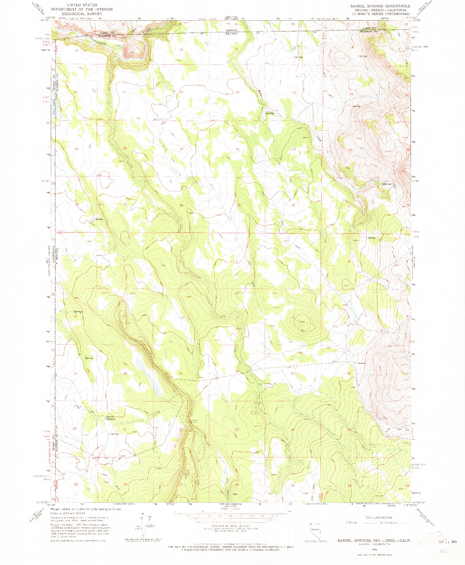 USGS 1:24000-SCALE QUADRANGLE FOR BARREL SPRINGS, NV 1966