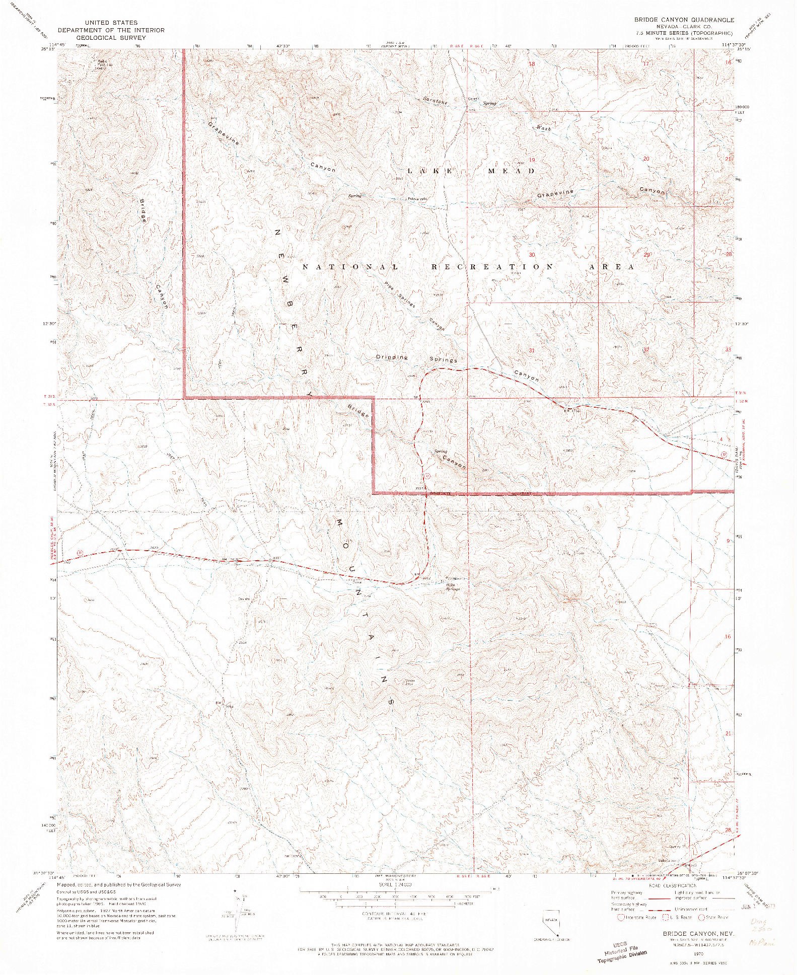 USGS 1:24000-SCALE QUADRANGLE FOR BRIDGE CANYON, NV 1970