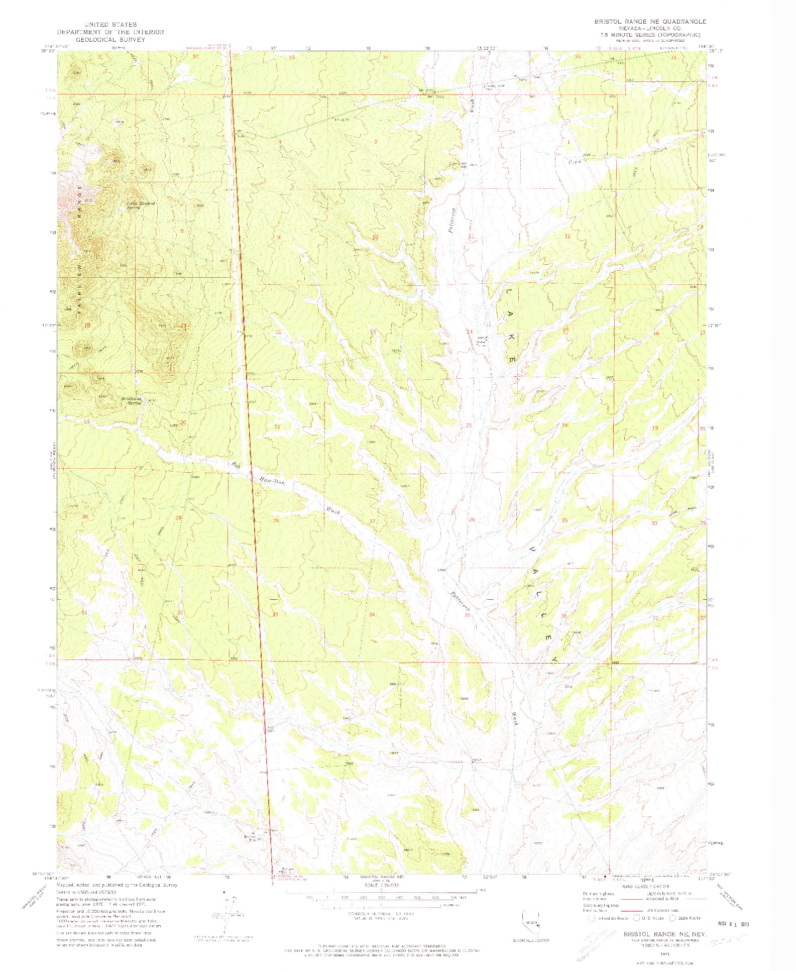 USGS 1:24000-SCALE QUADRANGLE FOR BRISTOL RANGE NE, NV 1971