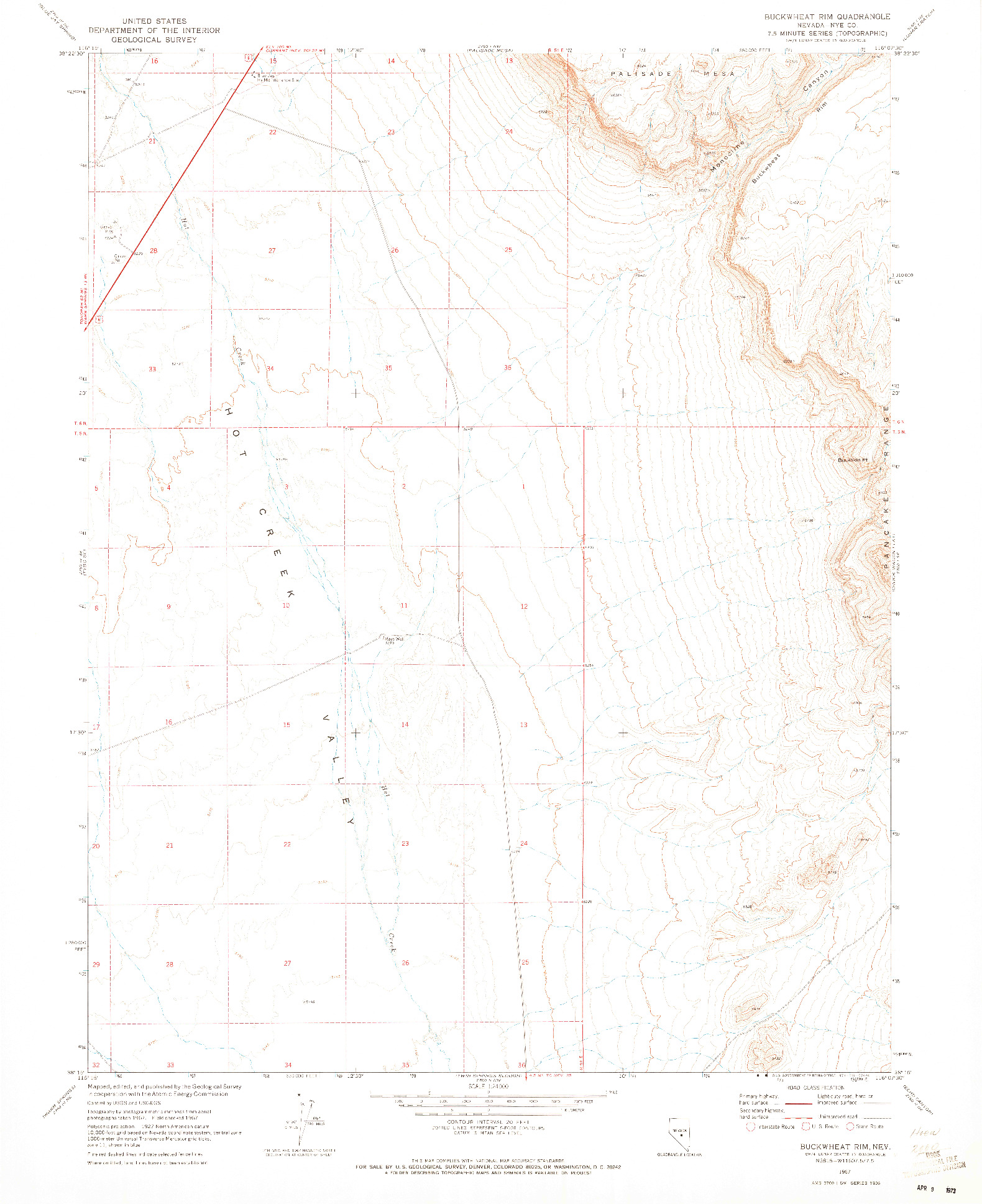 USGS 1:24000-SCALE QUADRANGLE FOR BUCKWHEAT RIM, NV 1967