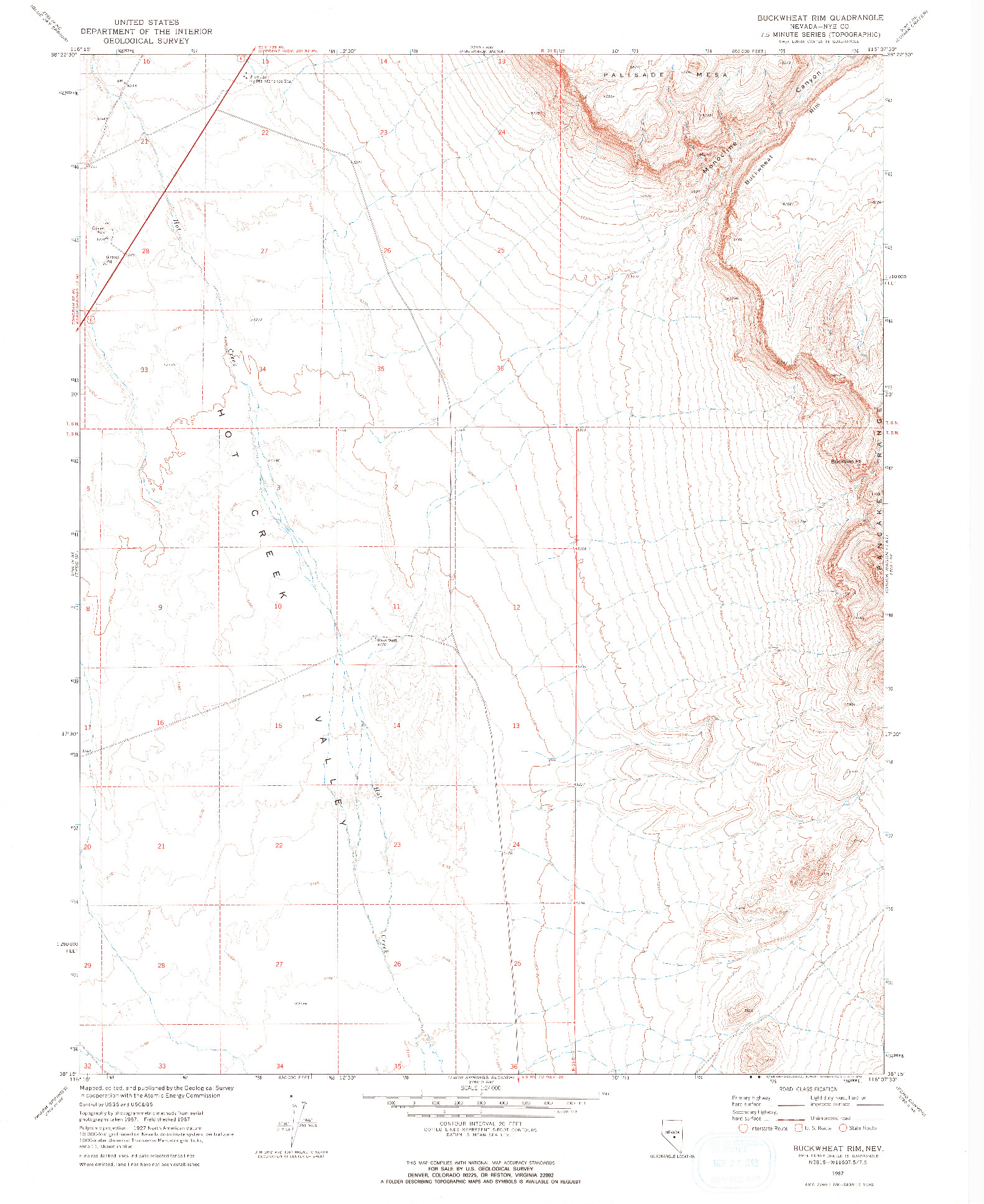 USGS 1:24000-SCALE QUADRANGLE FOR BUCKWHEAT RIM, NV 1967
