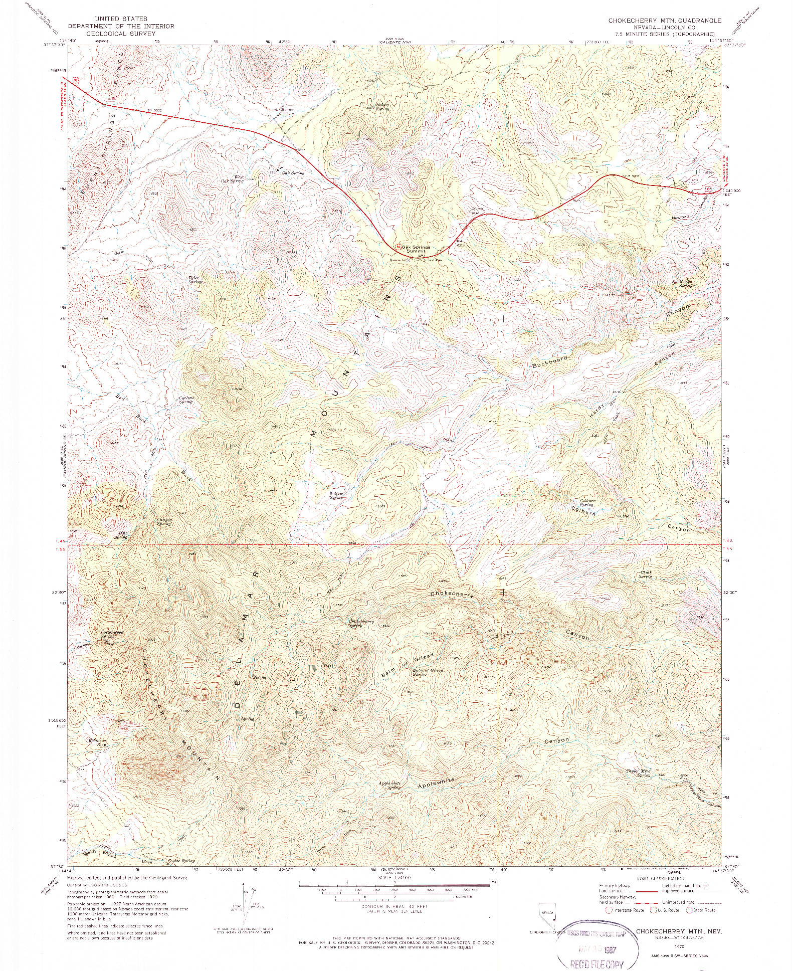 USGS 1:24000-SCALE QUADRANGLE FOR CHOKECHERRY MTN., NV 1970