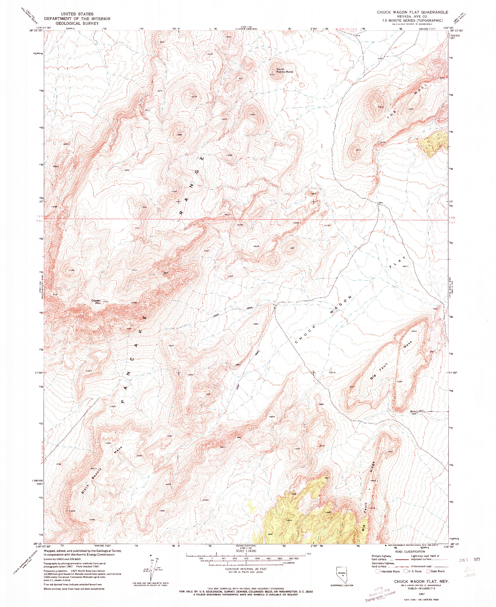 USGS 1:24000-SCALE QUADRANGLE FOR CHUCK WAGON FLAT, NV 1967