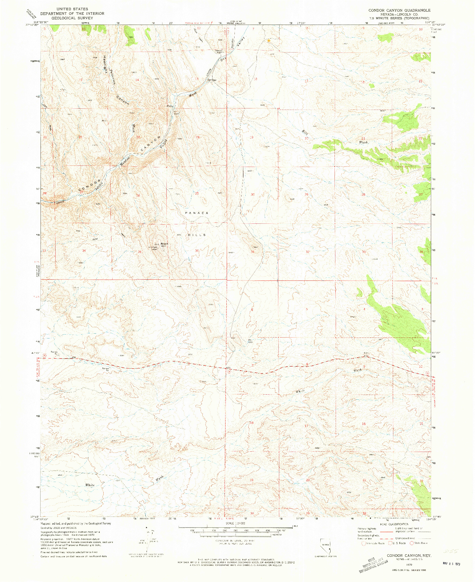 USGS 1:24000-SCALE QUADRANGLE FOR CONDOR CANYON, NV 1970