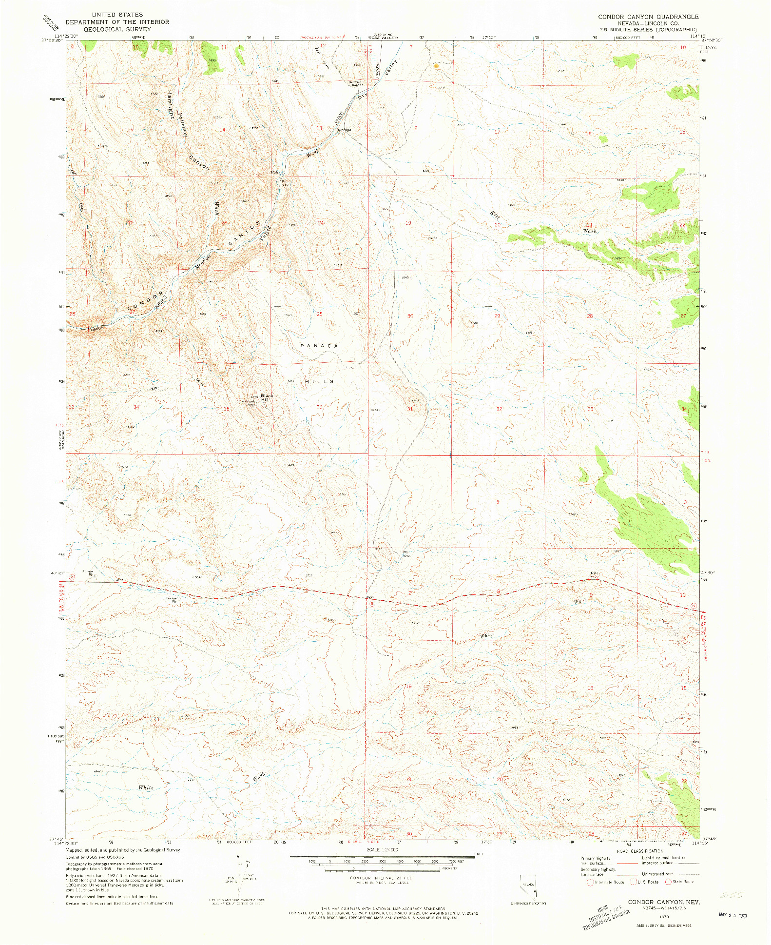 USGS 1:24000-SCALE QUADRANGLE FOR CONDOR CANYON, NV 1970