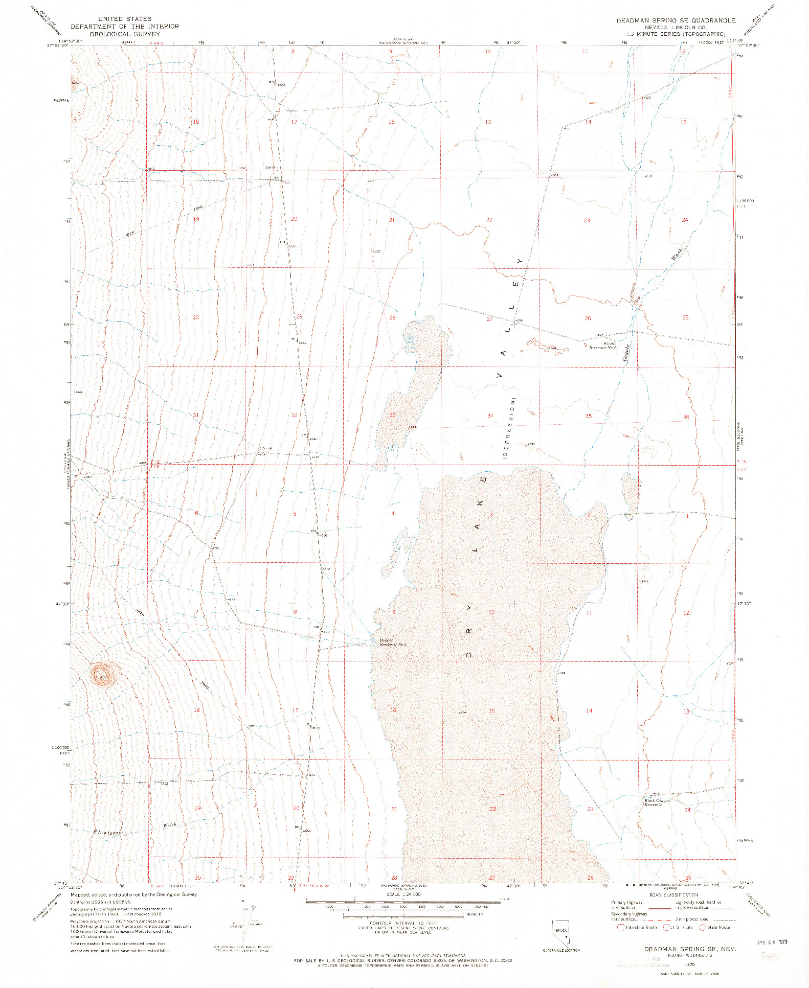 USGS 1:24000-SCALE QUADRANGLE FOR DEADMAN SPRING SE, NV 1970