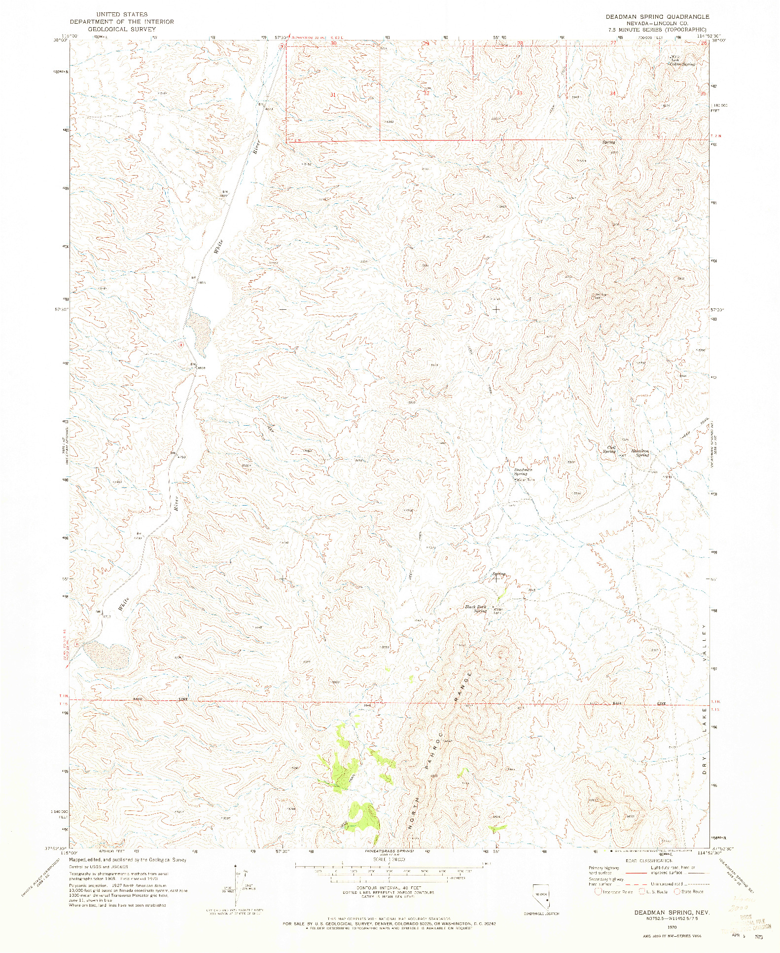 USGS 1:24000-SCALE QUADRANGLE FOR DEADMAN SPRING, NV 1970