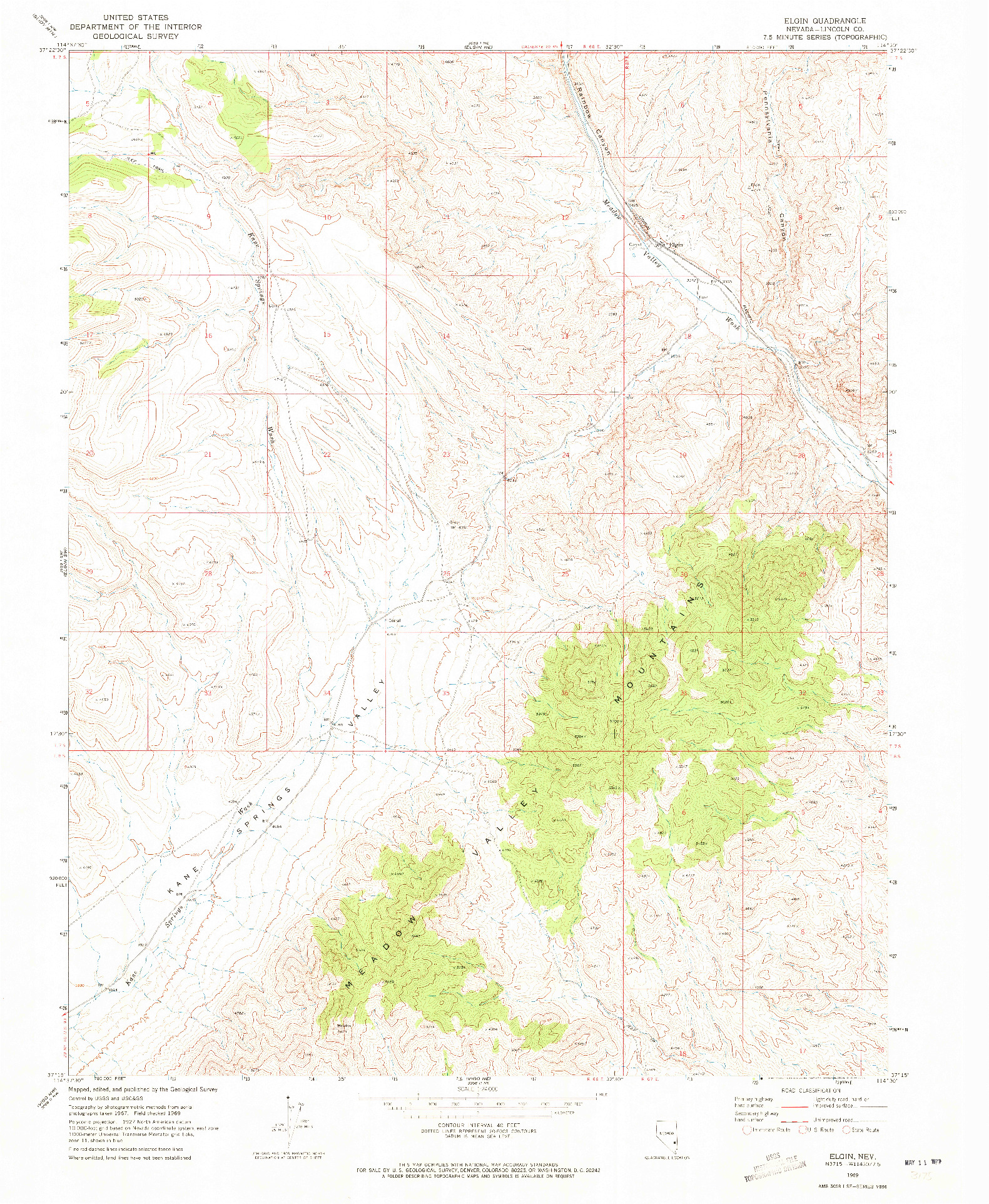 USGS 1:24000-SCALE QUADRANGLE FOR ELGIN, NV 1969