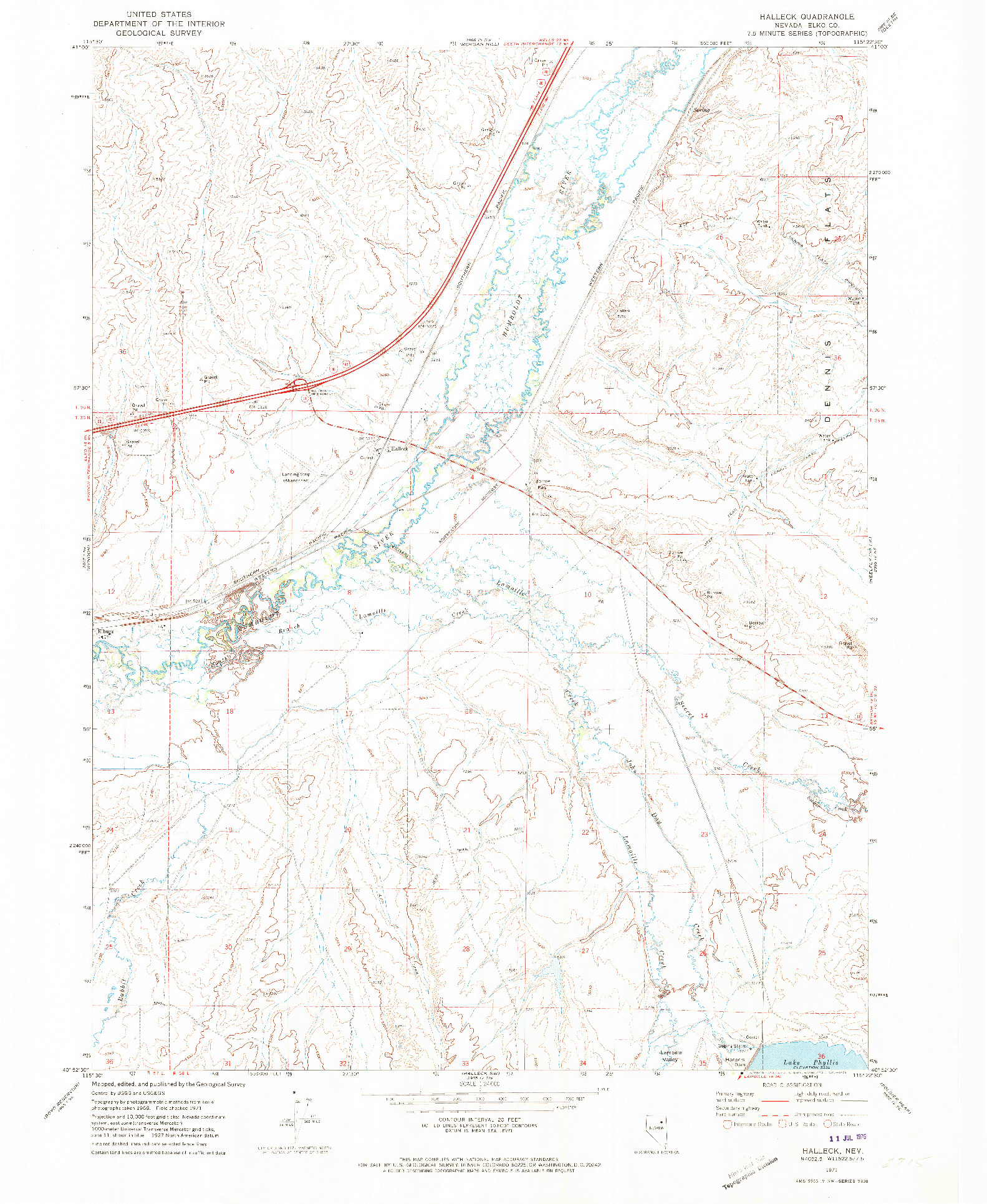 USGS 1:24000-SCALE QUADRANGLE FOR HALLECK, NV 1971