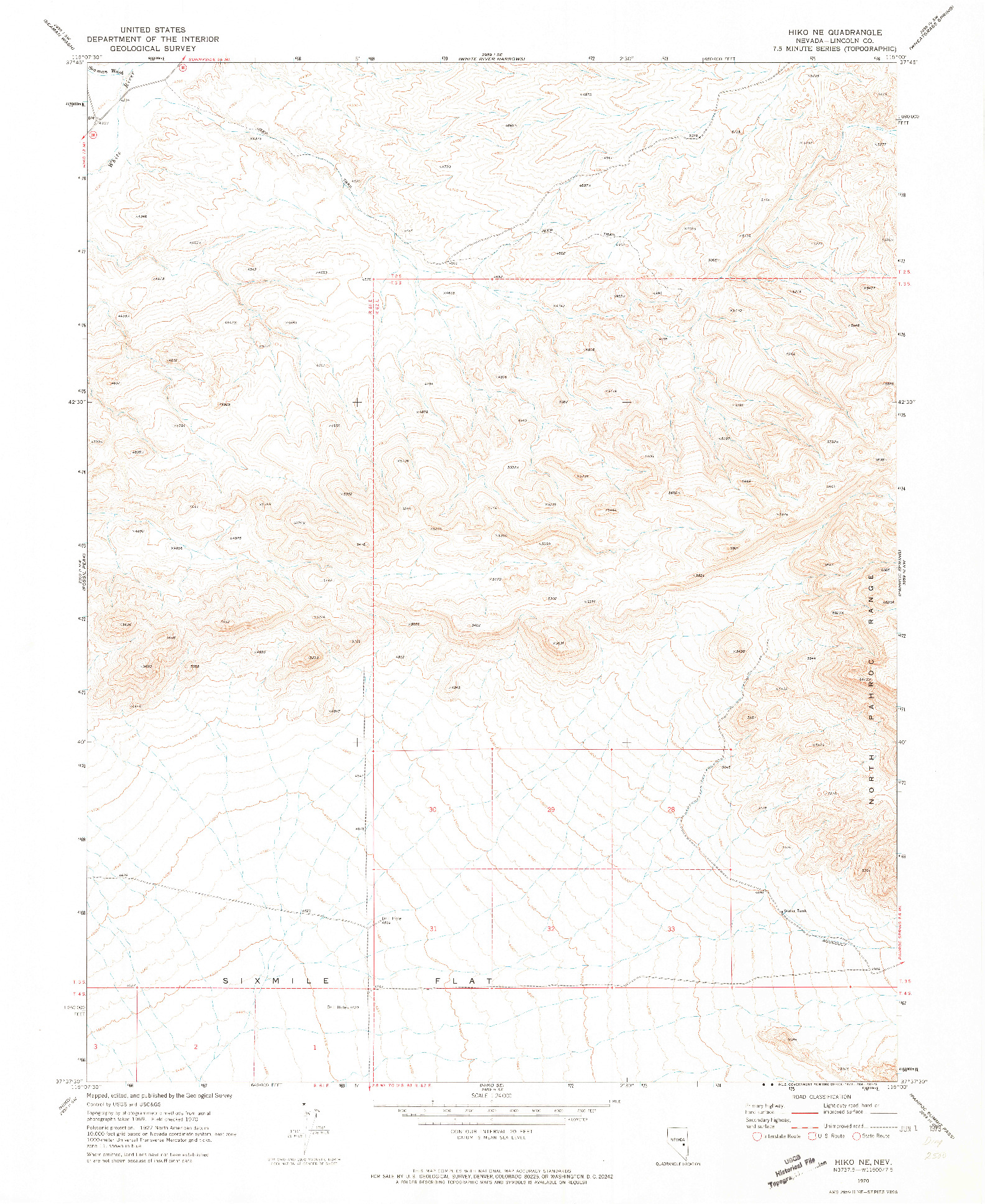 USGS 1:24000-SCALE QUADRANGLE FOR HIKO NE, NV 1970